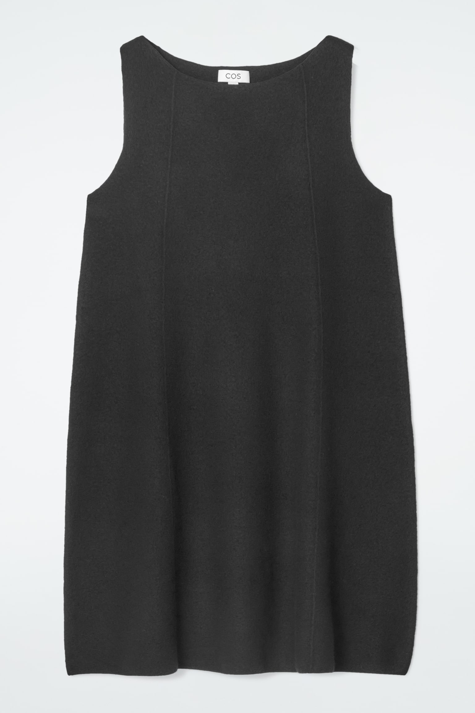 PANELLED WOOL SHIFT DRESS - BLACK - 2