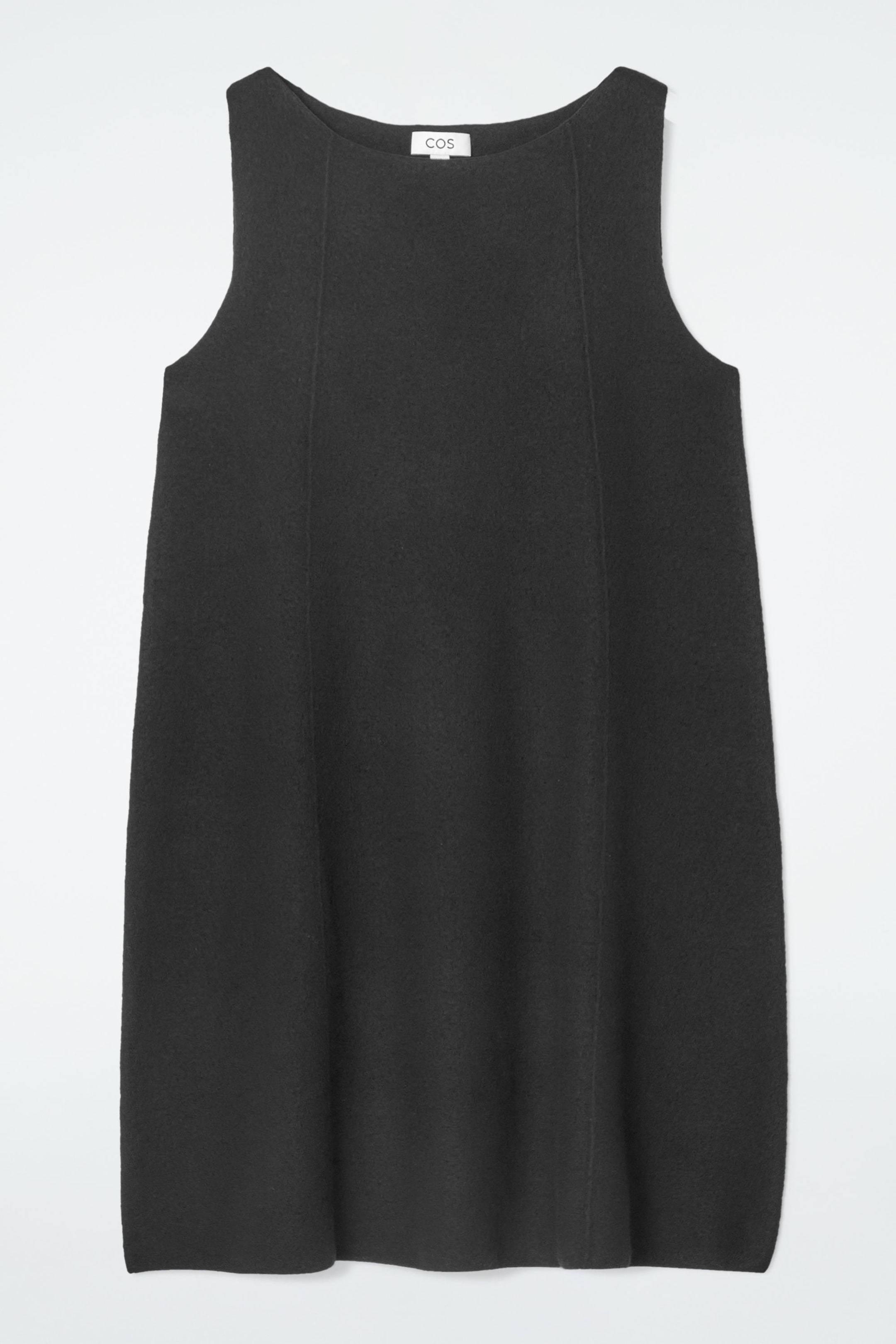 PANELED WOOL SHIFT DRESS