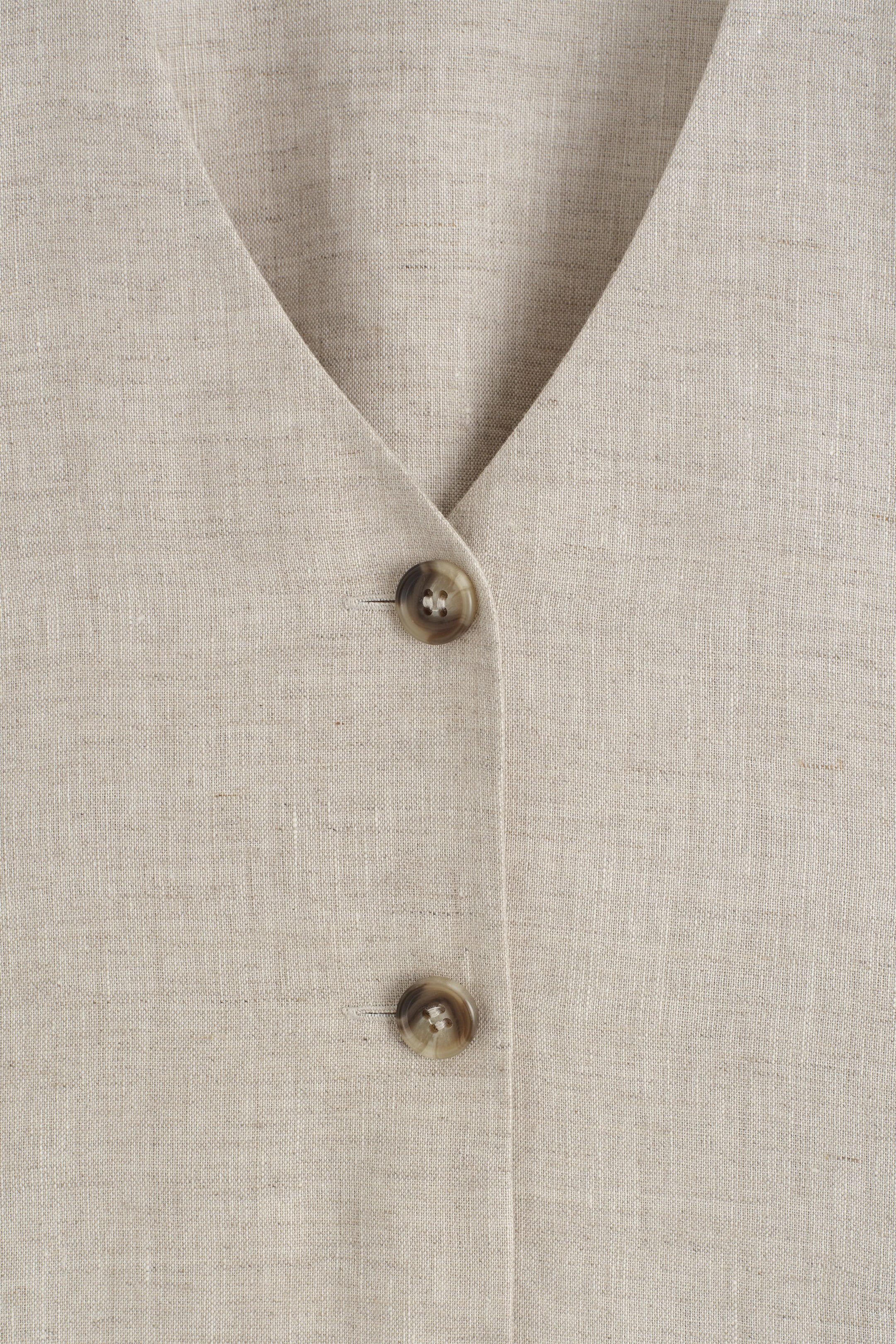 BUTTONED LINEN MINI DRESS