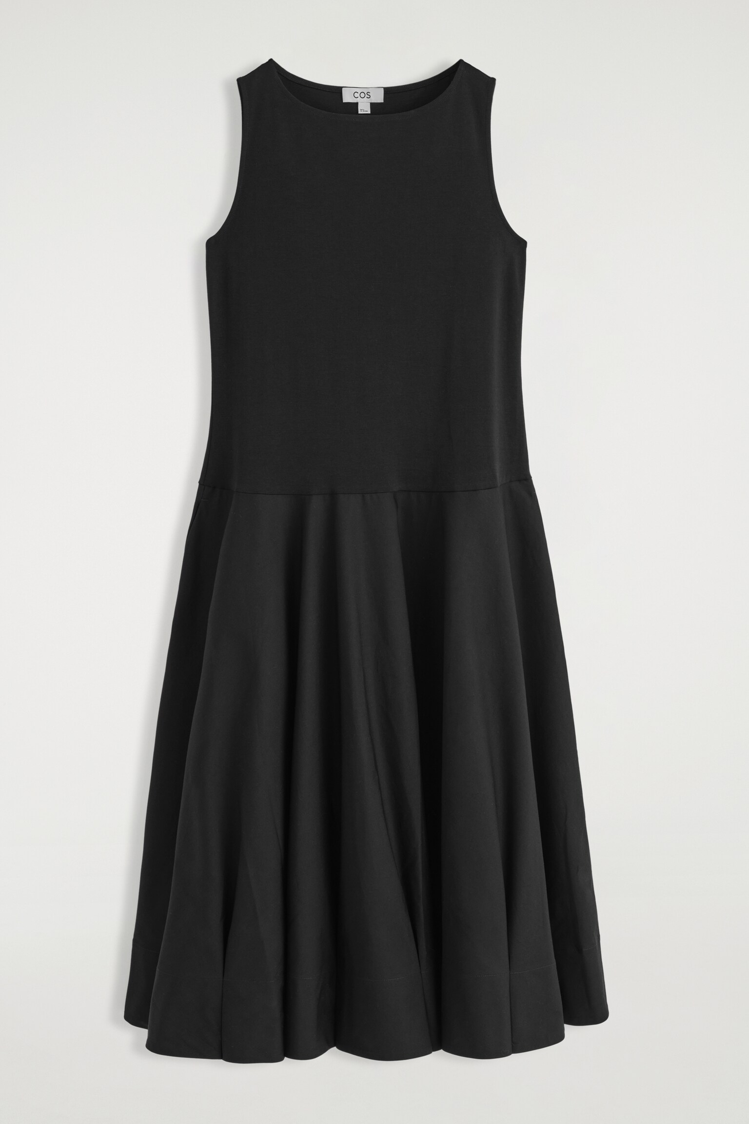 VESTIDO EVASÉ DE ALGODÓN CON CUELLO BARCO - NEGRO/BLANCO - 2