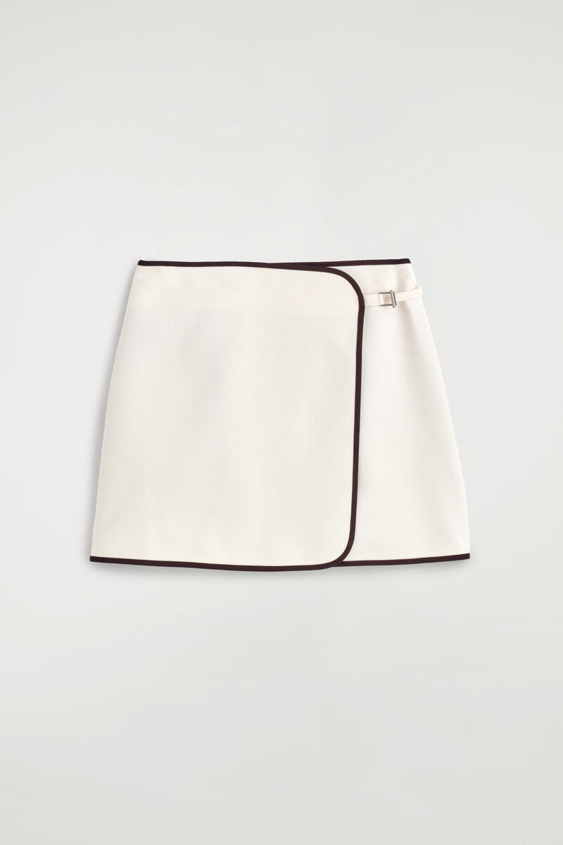 COS Contrast-Trimmed Mini Wrap Skirt White Women's Size 44