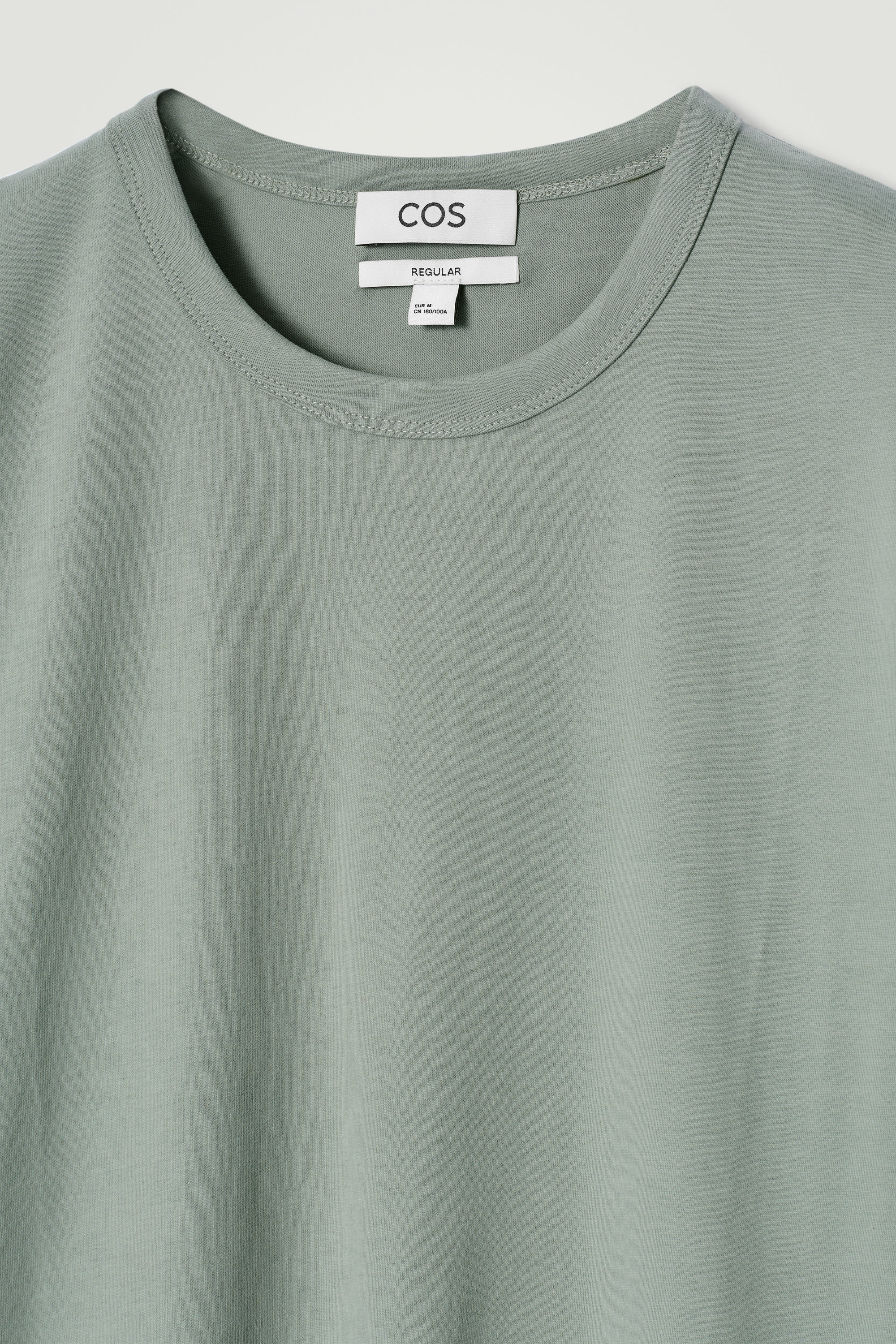 REGULAR BRUSHED-COTTON T-SHIRT - DUSTY GREEN | COS