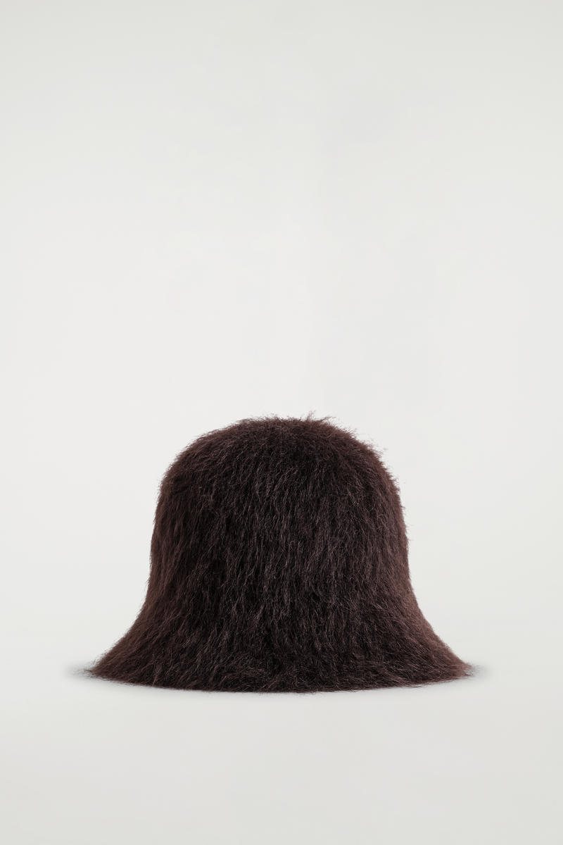 Cos Mohair Bucket Hat In Brown