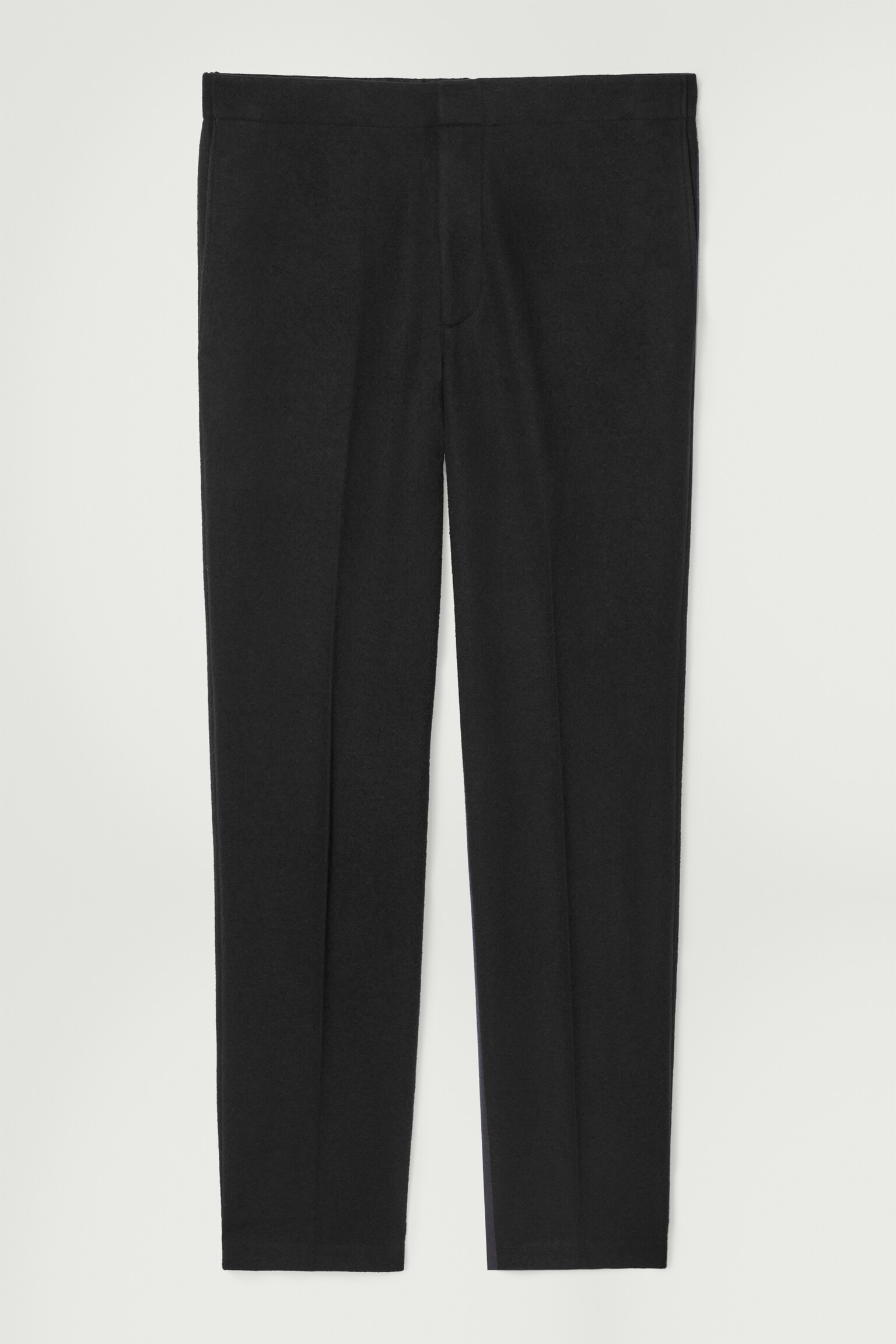 ELASTICATED BOILED-WOOL TROUSERS - BLACK
