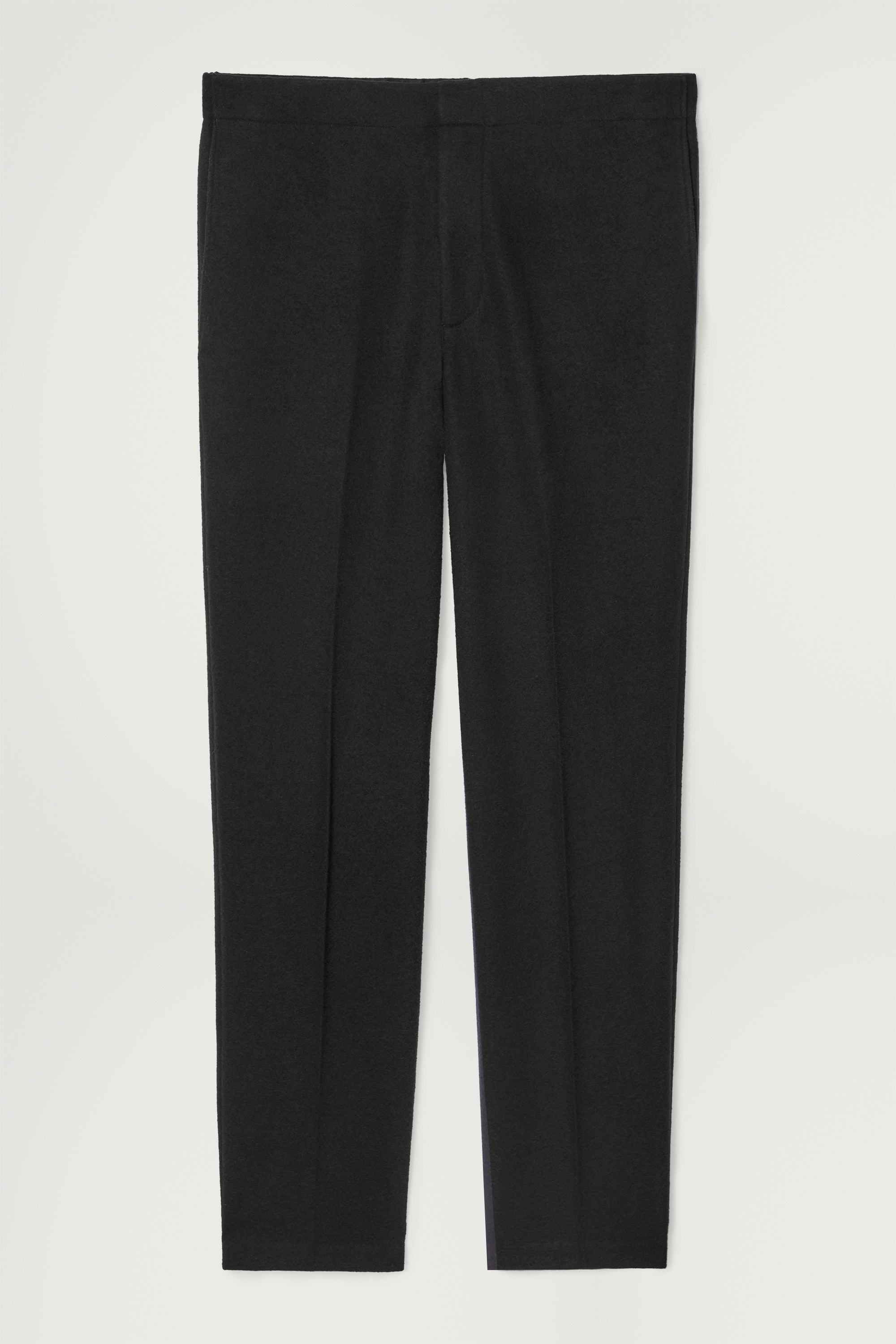 ELASTICATED BOILED-WOOL PANTS - BLACK | COS