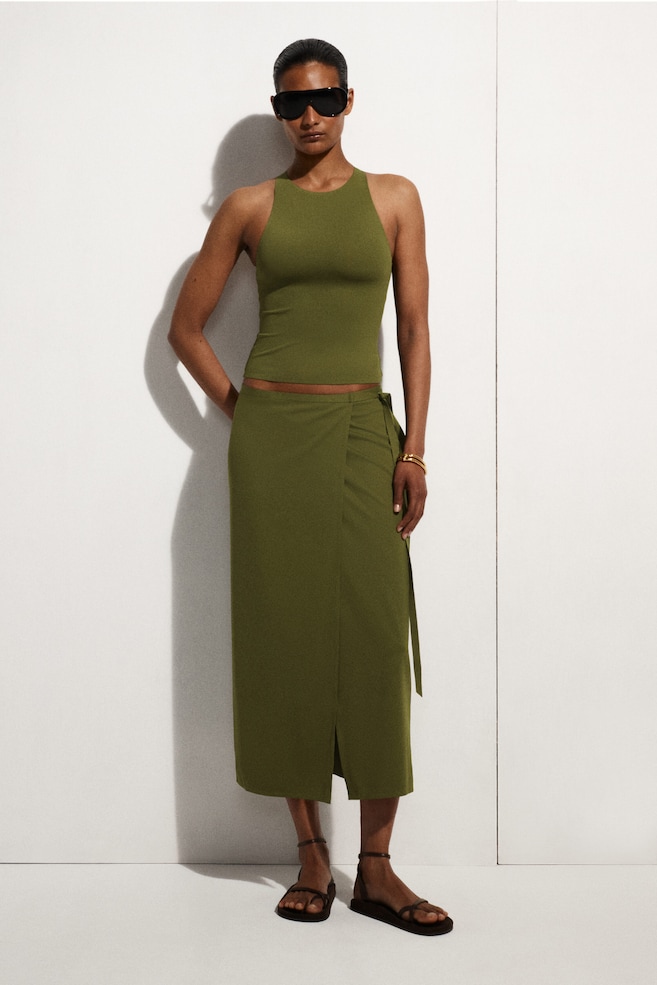 SARONG WRAP SKIRT — KHAKI