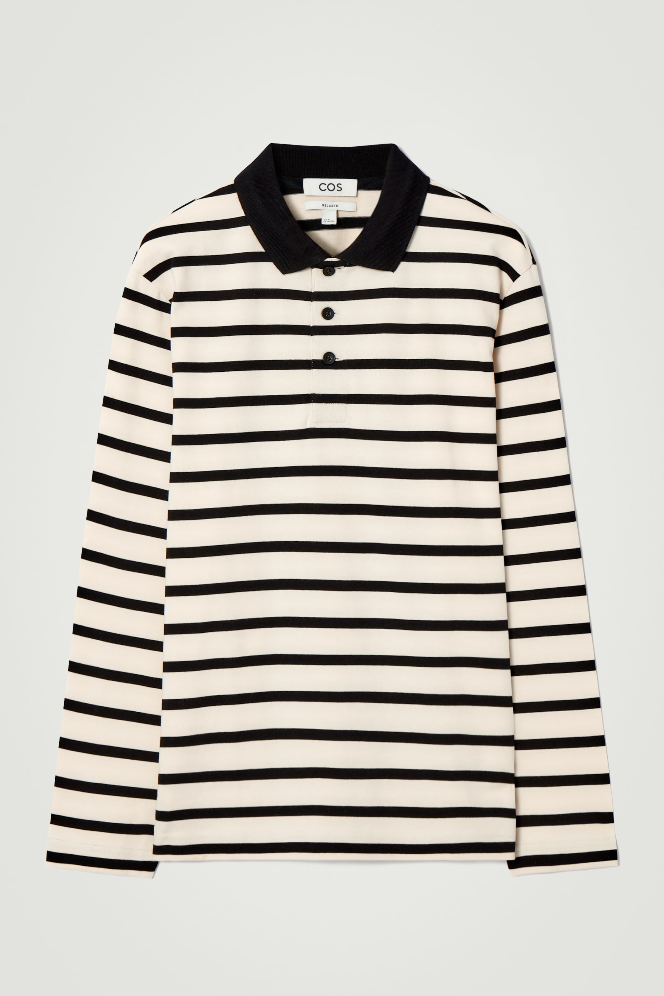 View larger image: STRIPED LONG-SLEEVED POLO SHIRT - ECRU / BLACK - Men | H&M GB 6