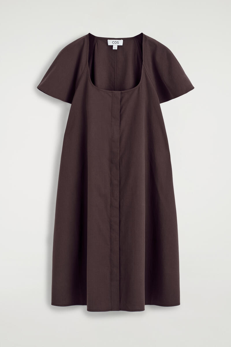 Fluted-Sleeve Cotton Mini Dress