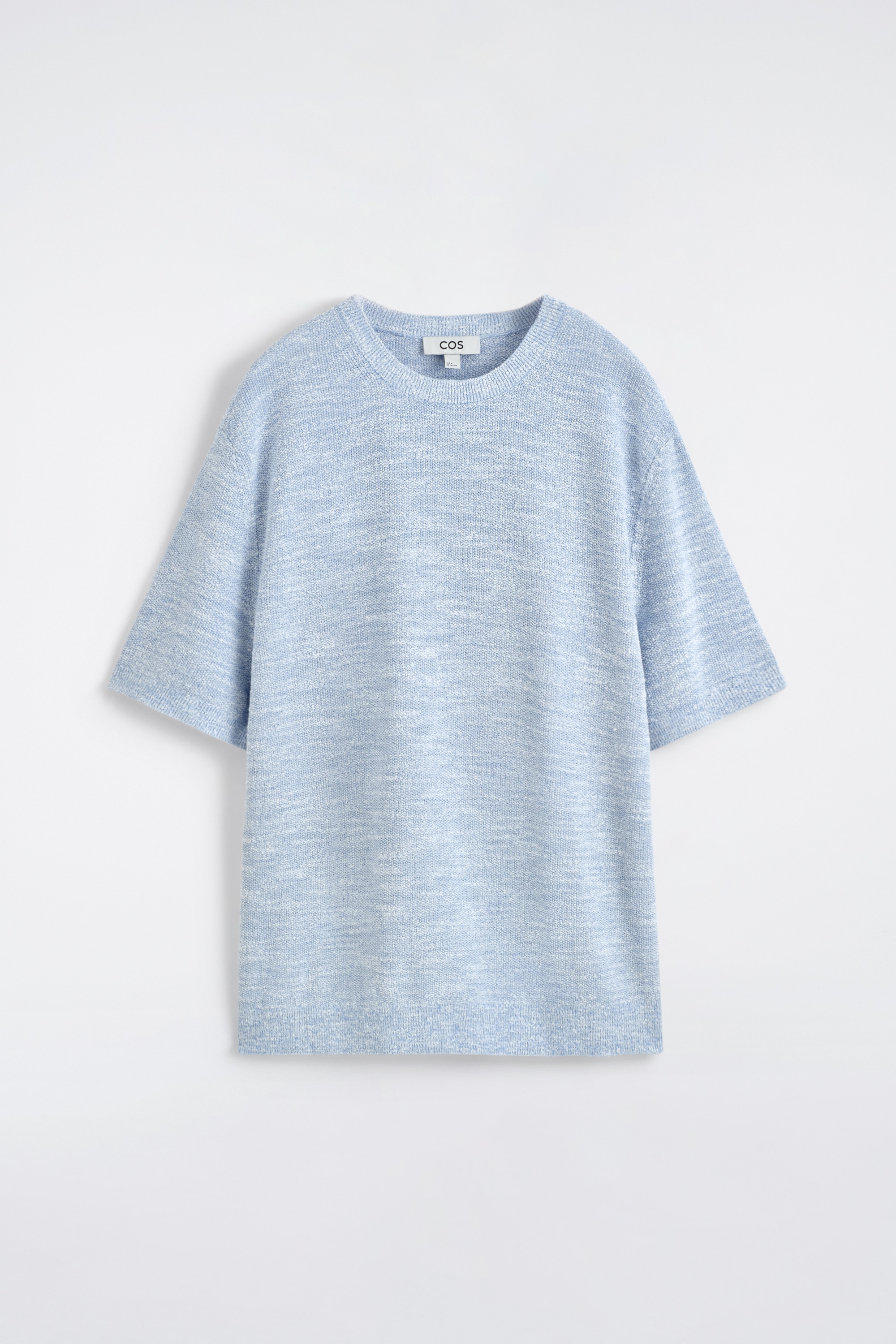RELAXED BOUCLÉ-KNIT T-SHIRT - BLUE MÉLANGE