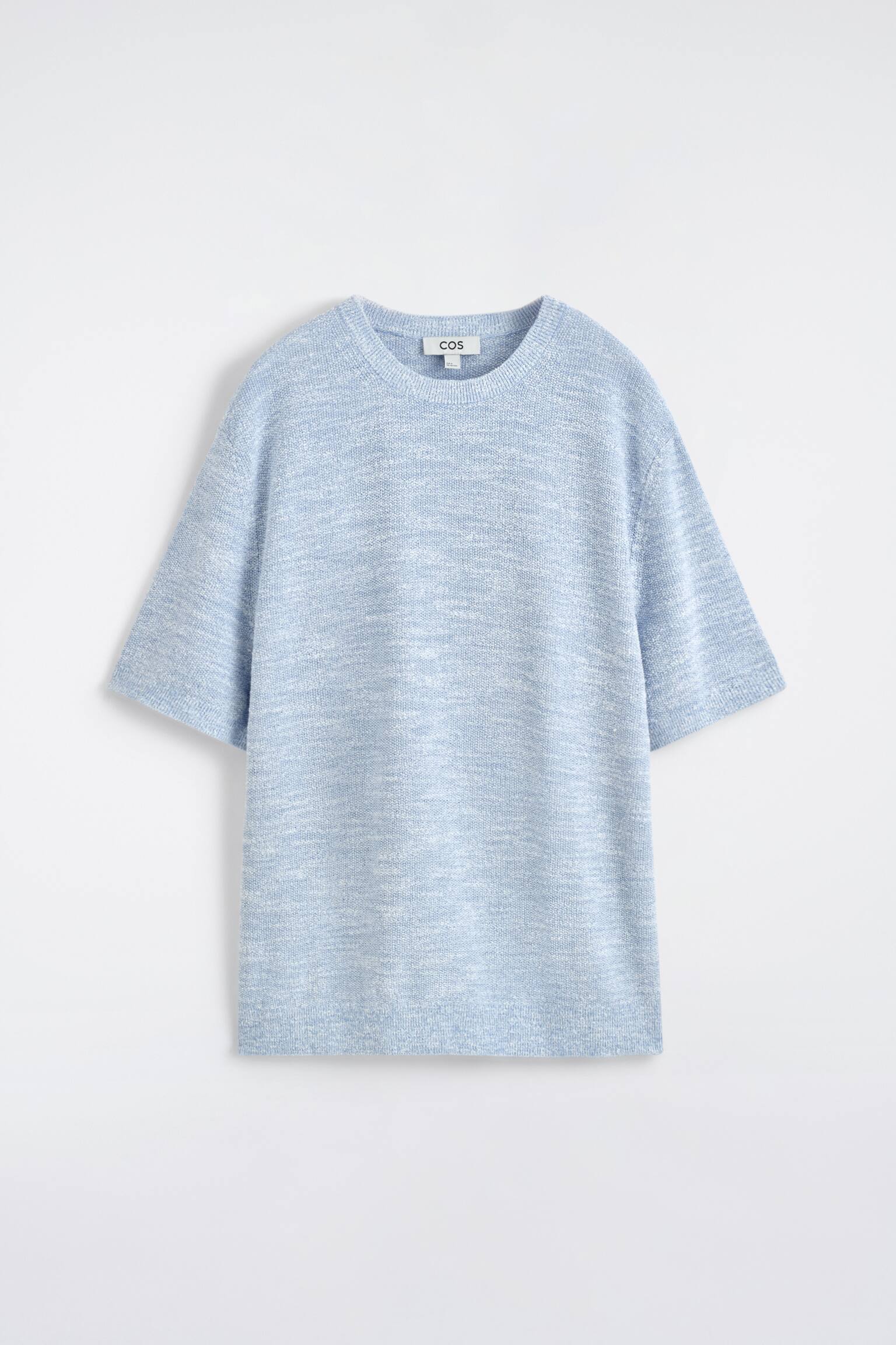 RELAXED BOUCLÉ-KNIT T-SHIRT - BLUE MÉLANGE - 1