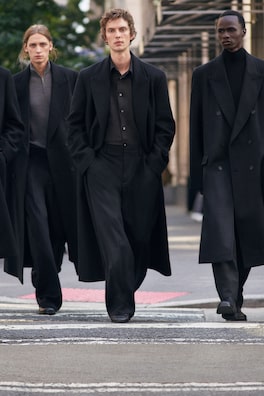 DOUBLE-BREASTED WOOL-BLEND LONG COAT — CHARCOAL MÉLANGE 7