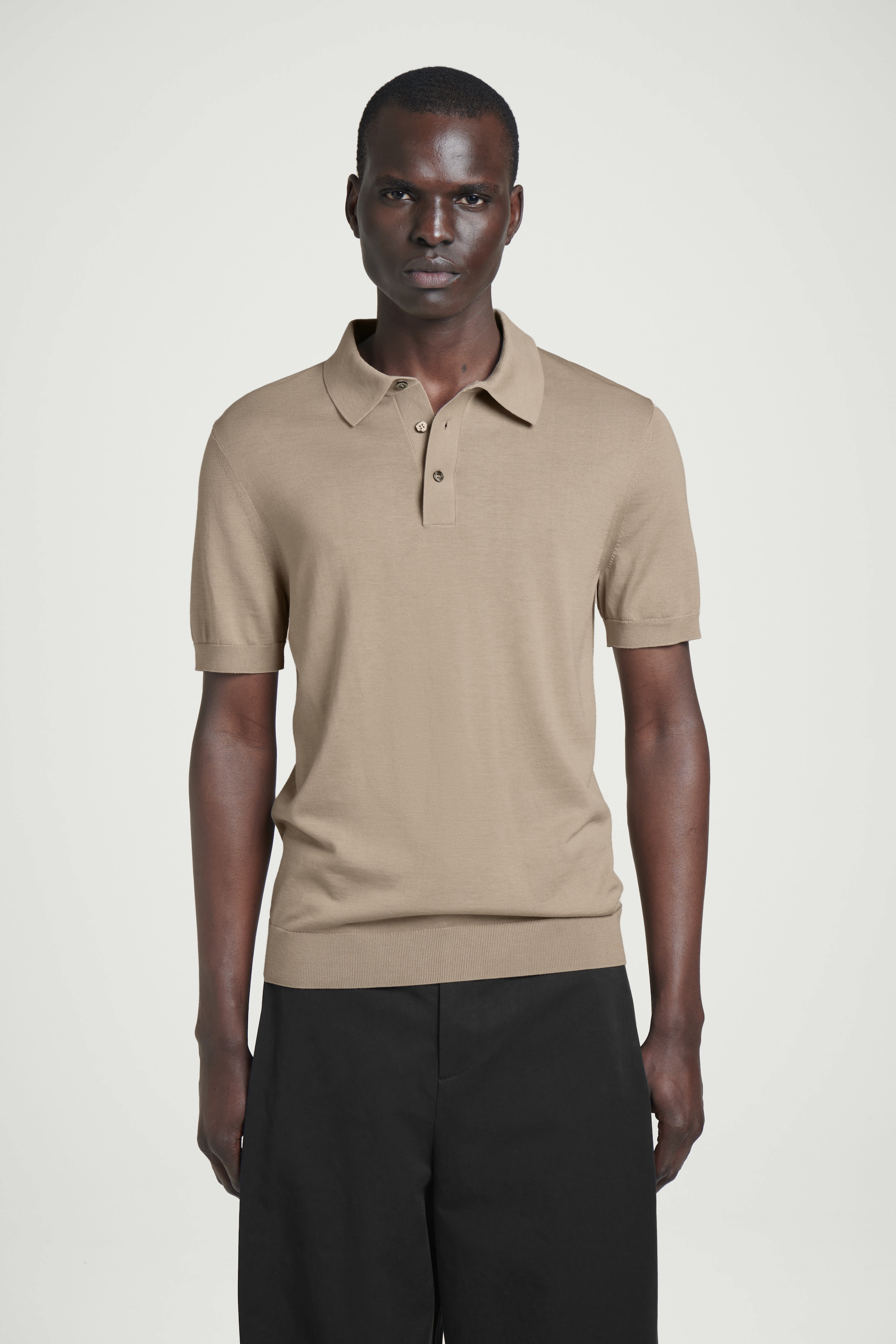 View larger image: SLIM KNITTED SILK POLO SHIRT - MOLE - Men | H&M GB 1