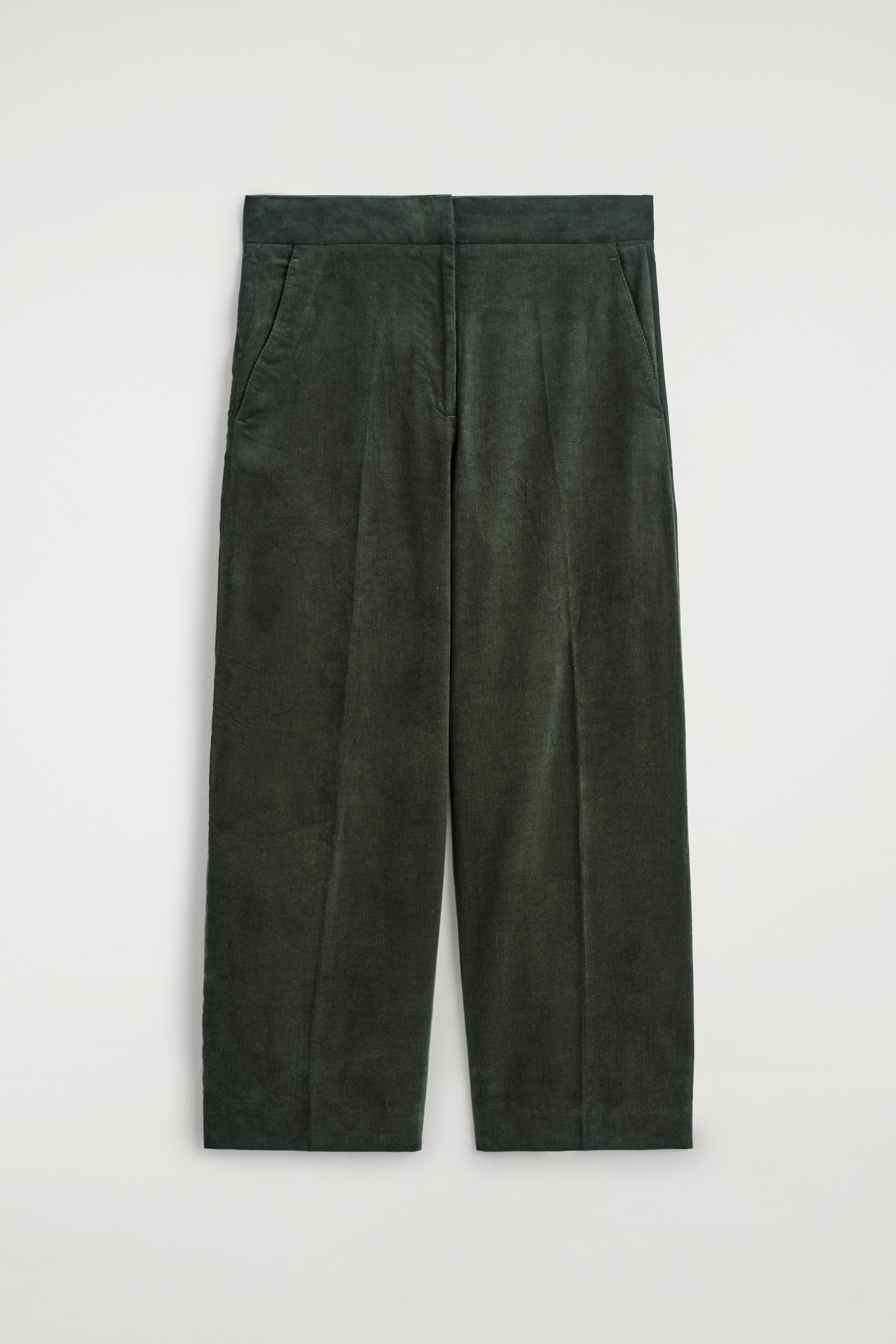 CROPPED CORDUROY TROUSERS - SÖTÉTZÖLD/FEKETE