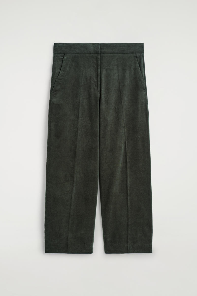 Cos Cropped Corduroy Pants In Green