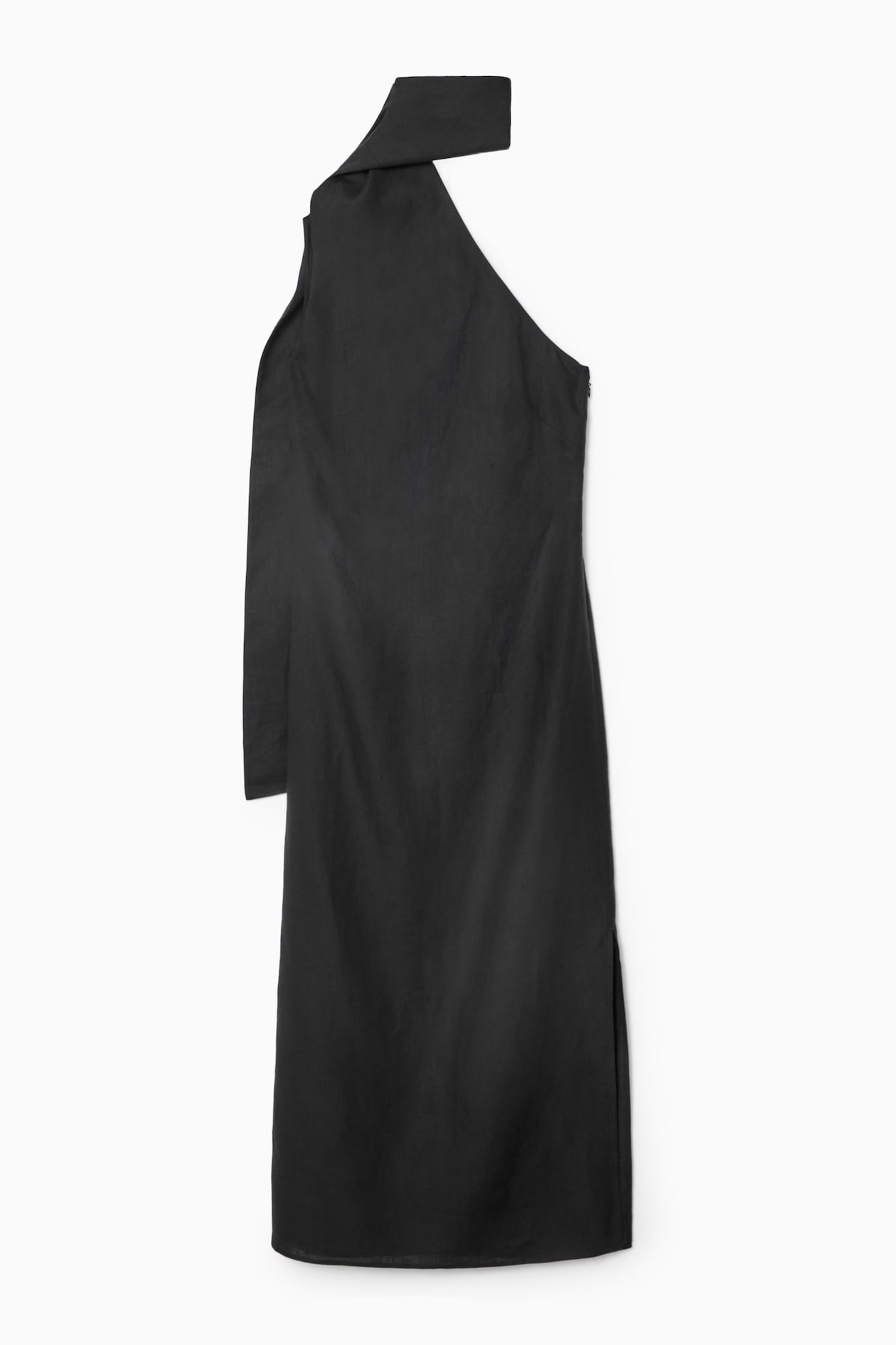 SCARF-DETAIL LINEN DRESS