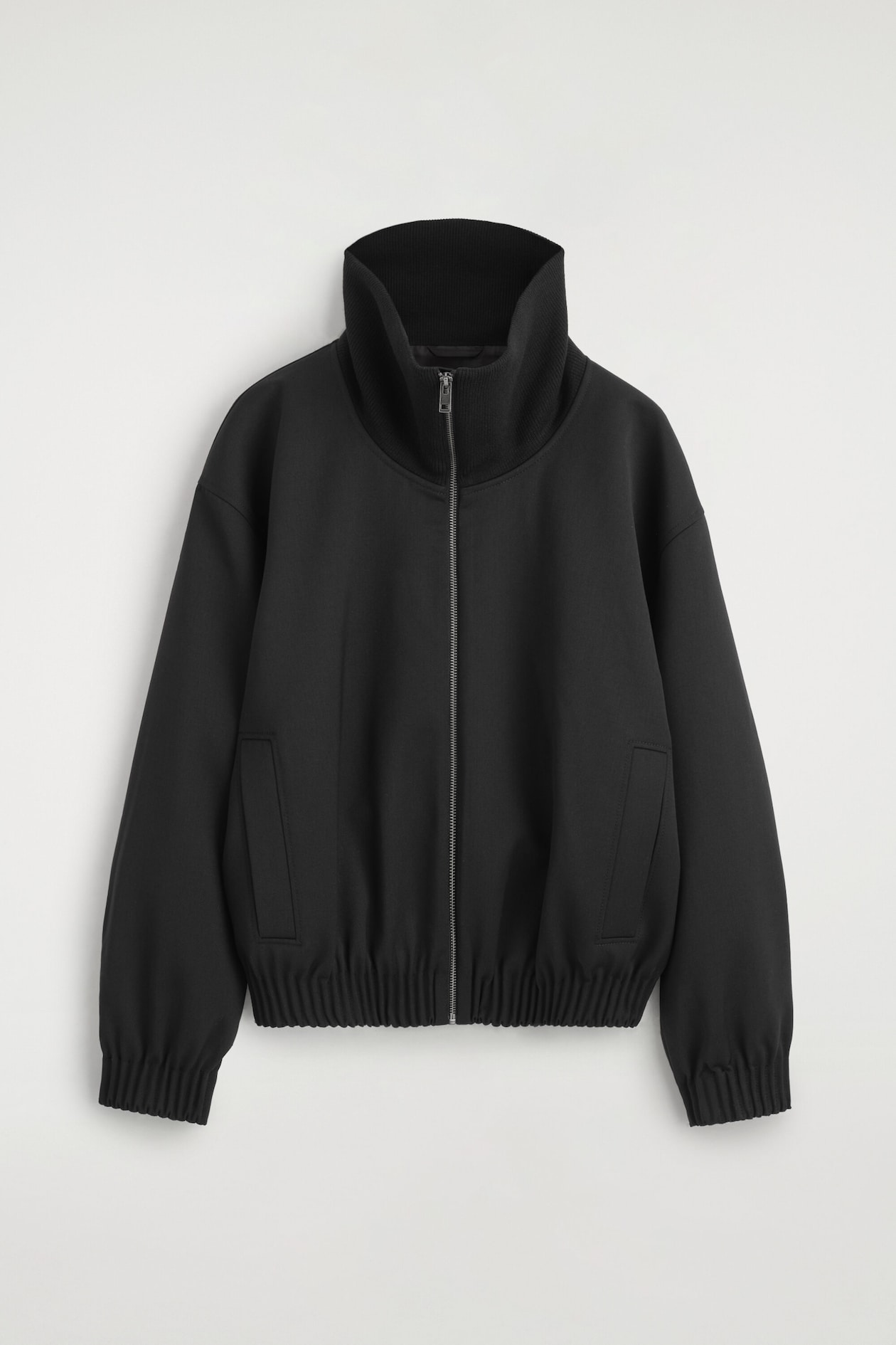 MOCK-NECK JACKET — BLACK