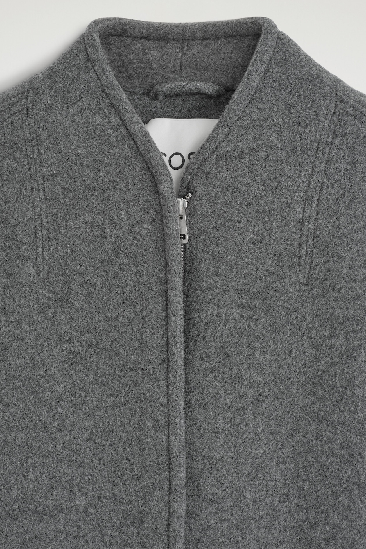 SCULPTED WOOL-BLEND ZIP-UP JACKET — GRAY