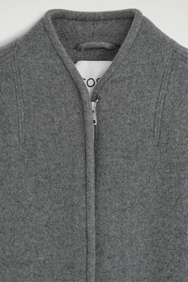 SCULPTED WOOL-BLEND ZIP-UP JACKET — GRAY 6