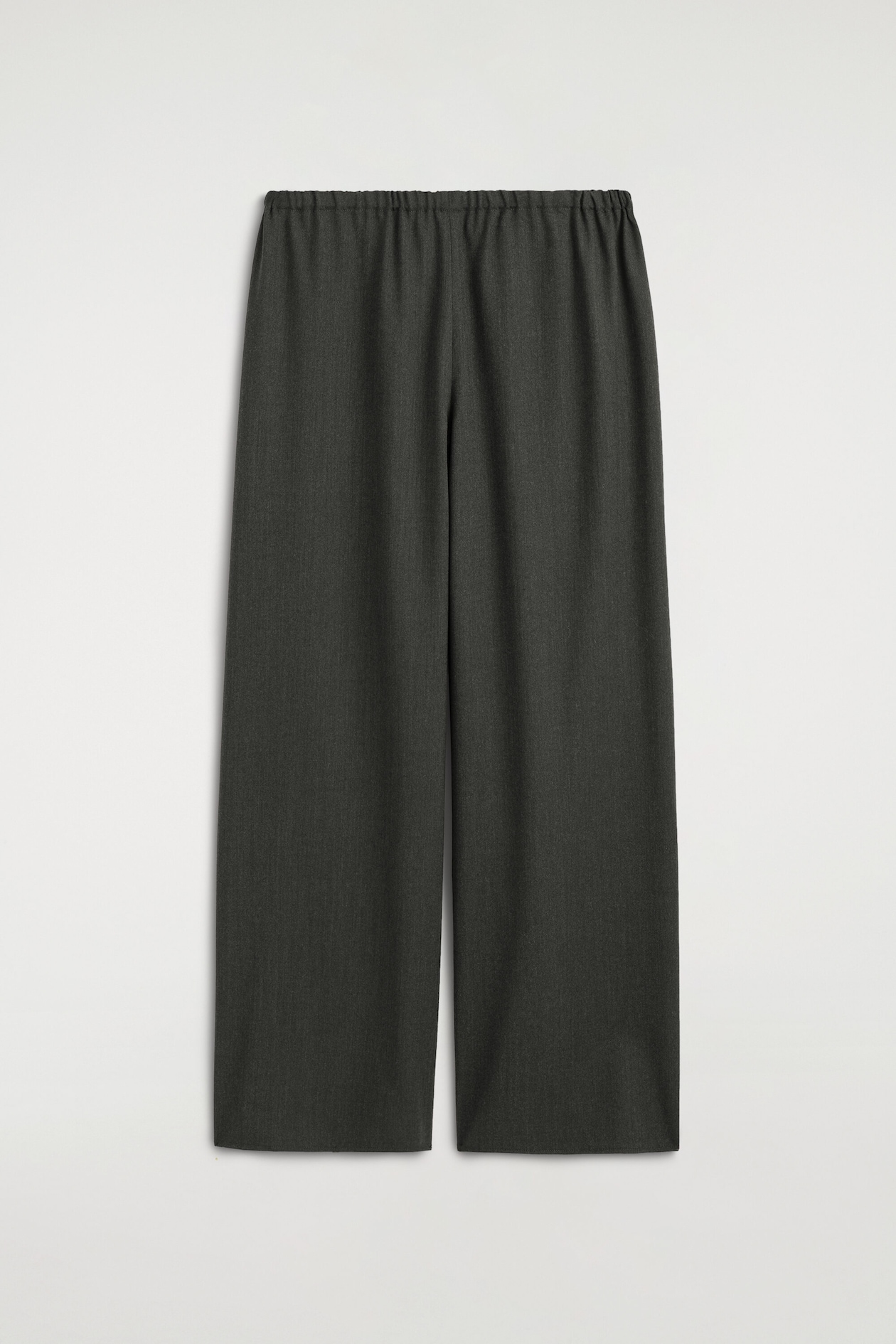 WOOL-BLEND WIDE-LEG PANTS — DARK GRAY