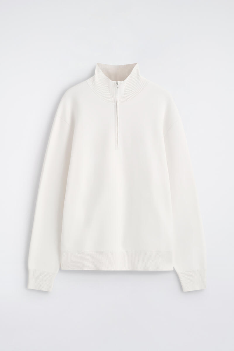 Double-Faced Knitted Half-Zip Sweater