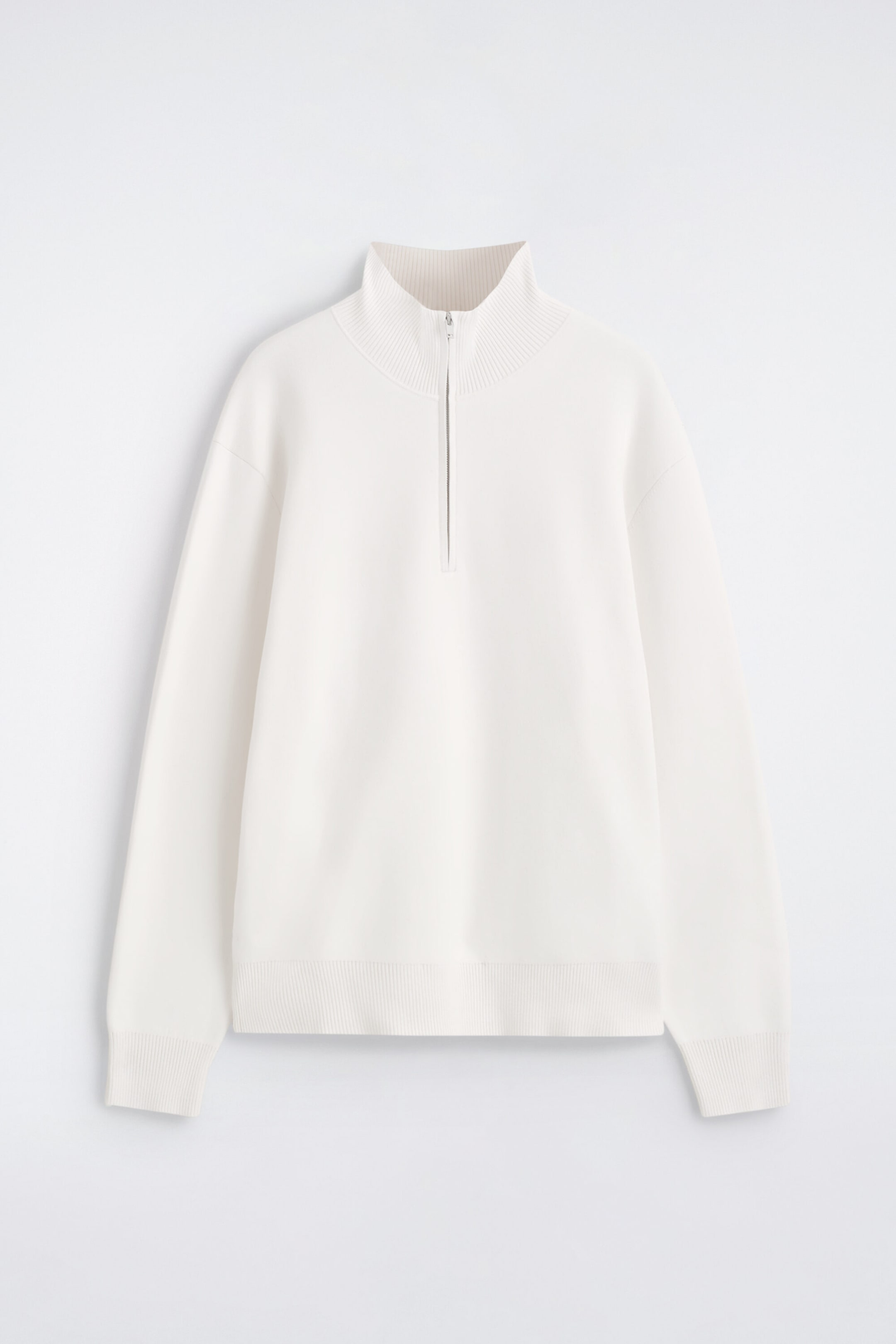 DOUBLE-FACED KNITTED HALF-ZIP JUMPER