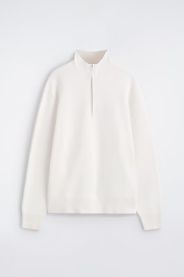 DOUBLE-FACED KNITTED HALF-ZIP JUMPER — WHITE 9