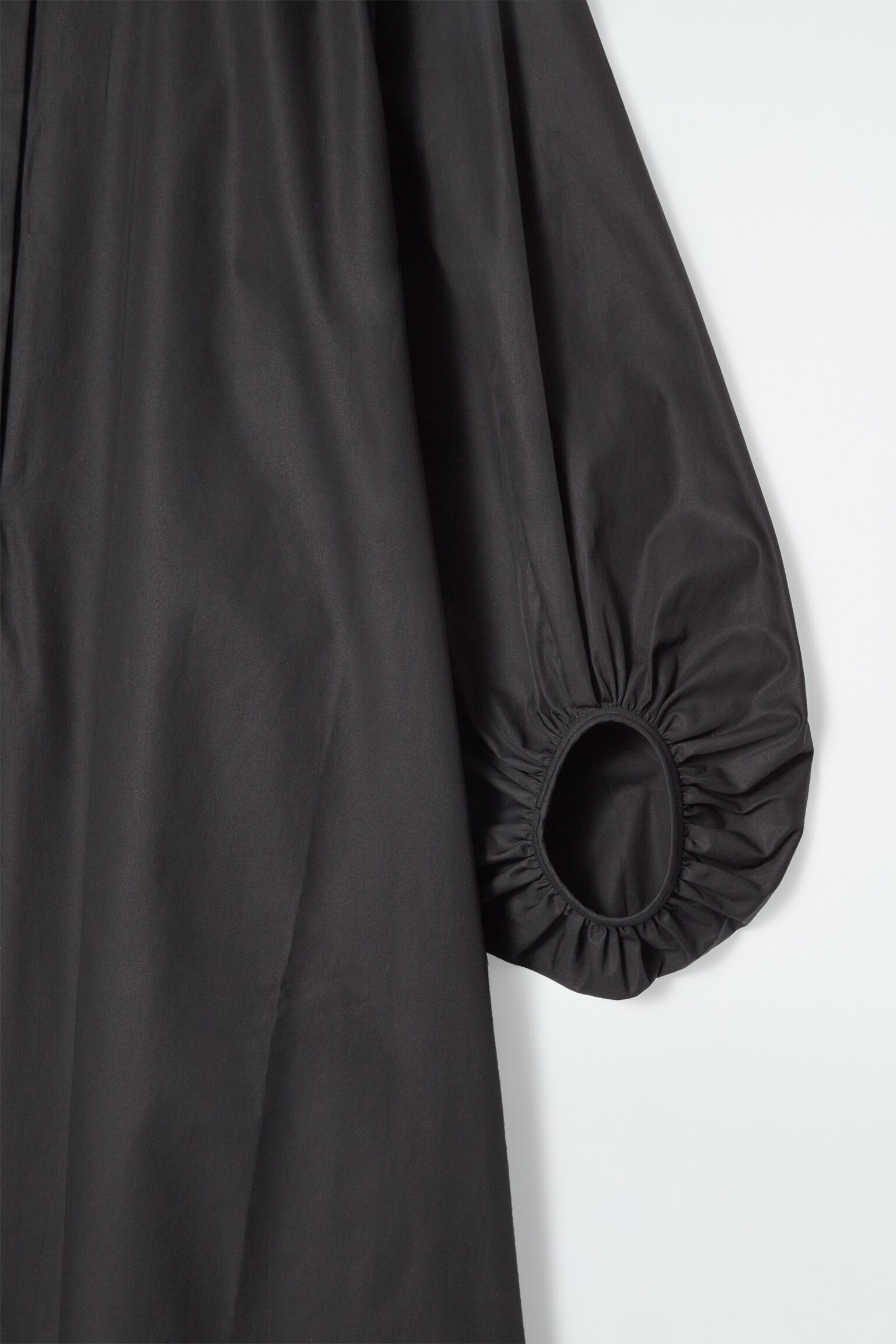 ROBE MIDI FRONCÉE À MANCHES BALLON - NOIR - 2