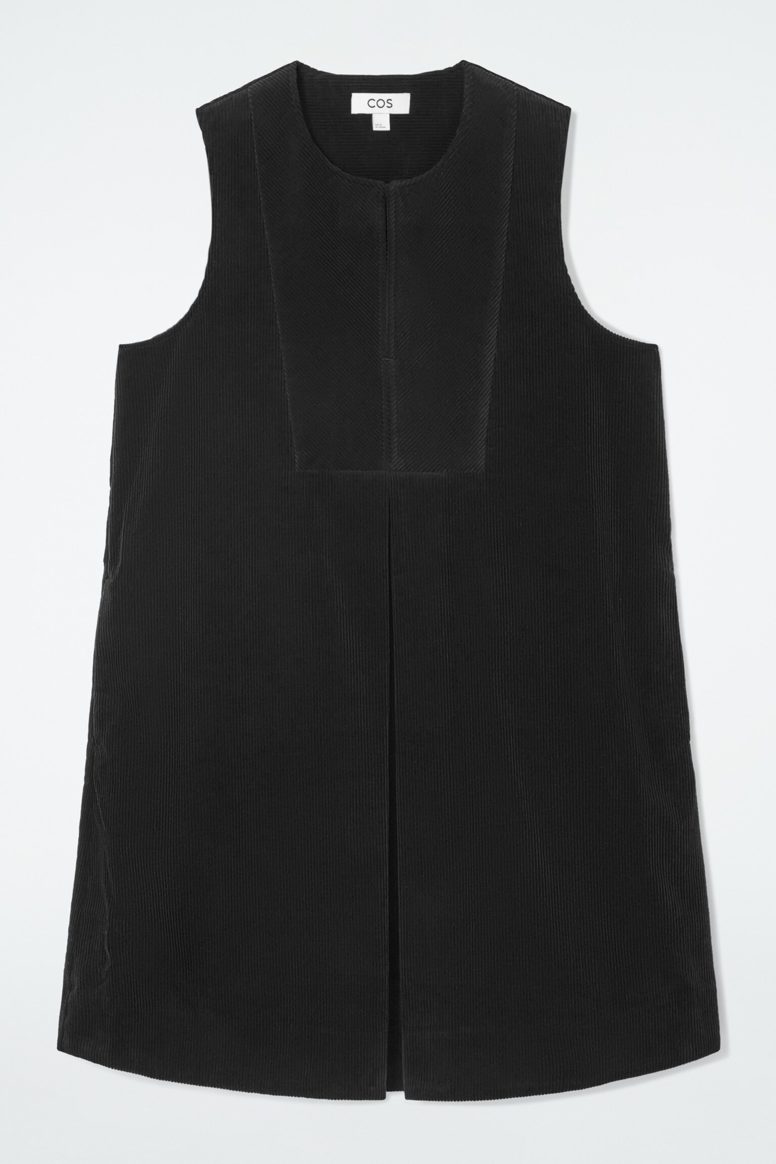 BIB-FRONT CORDUROY MINI DRESS - BLACK - 1