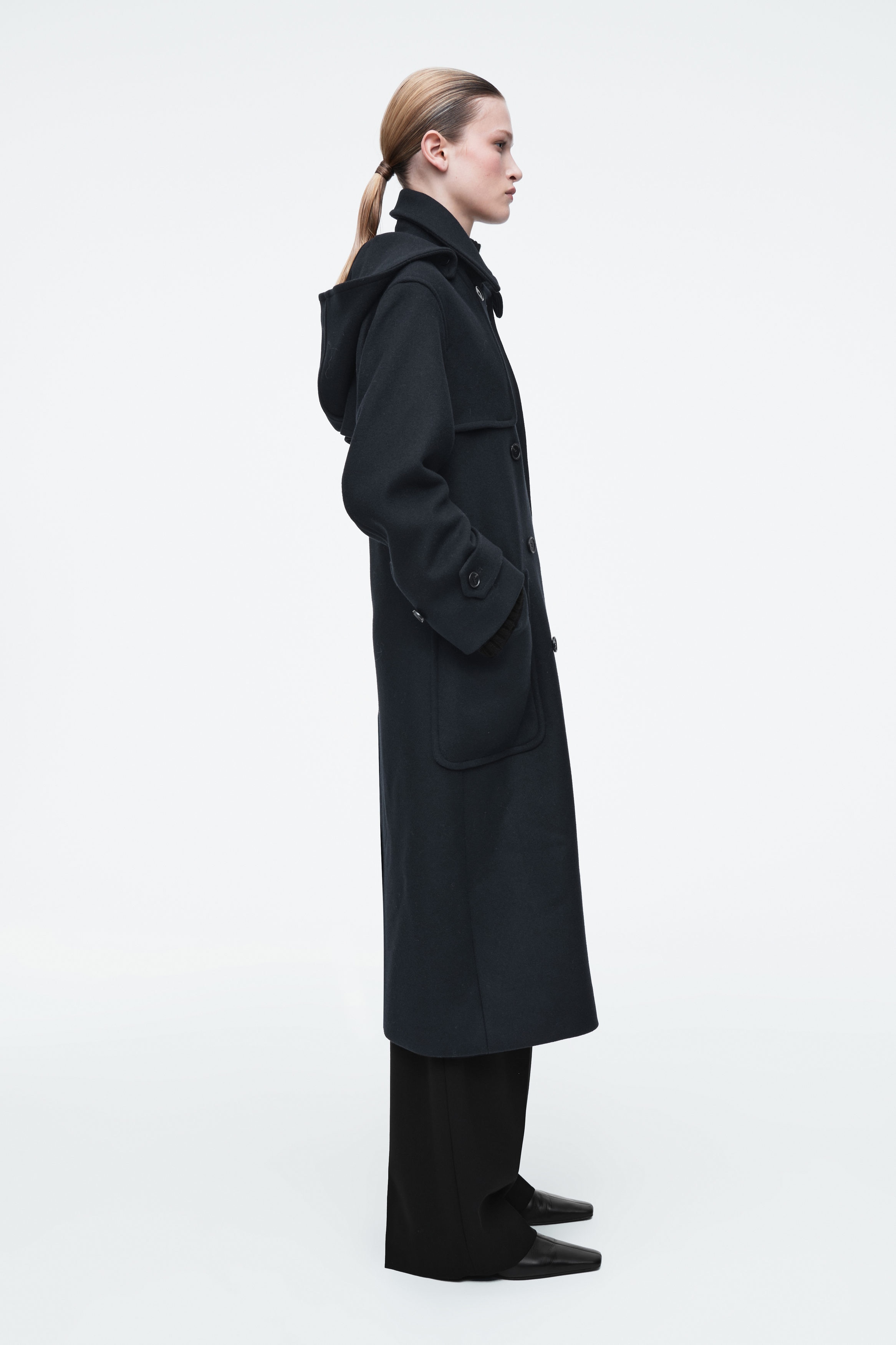 コート MARGARIN HOODED WOOL DUFFLE COAT 4BMM124 HOODED WOOL DUFFLE COAT - NAVY | COS