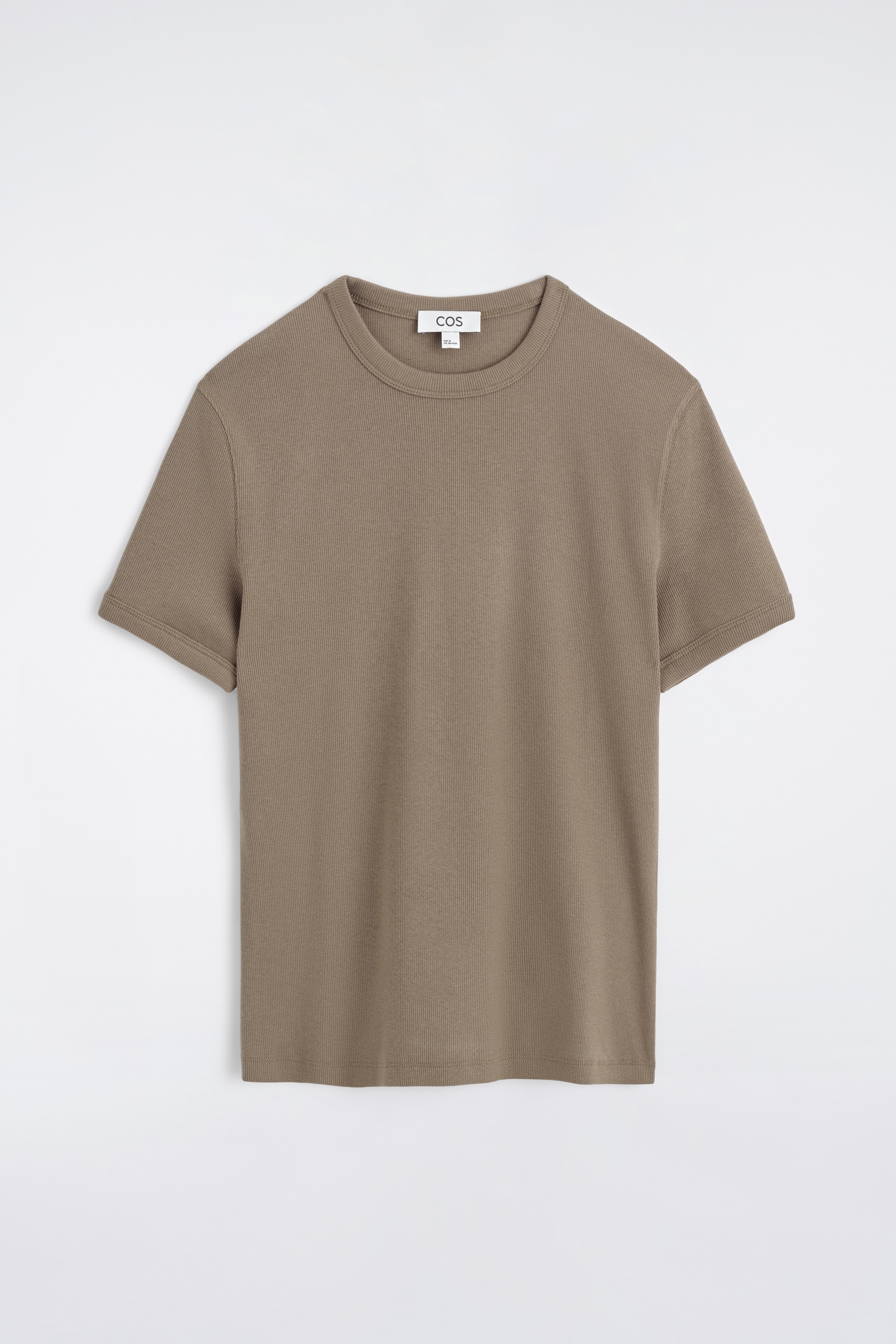 SCHMAL GESCHNITTENES GERIPPTES BAUMWOLL-T-SHIRT - HELLBRAUN/BRAUN/KHAKI/ANTHRAZIT/NAVYBLAU/Hellgrau/DUNKLES KHAKI/SCHWARZ/BRAUN/WEISS