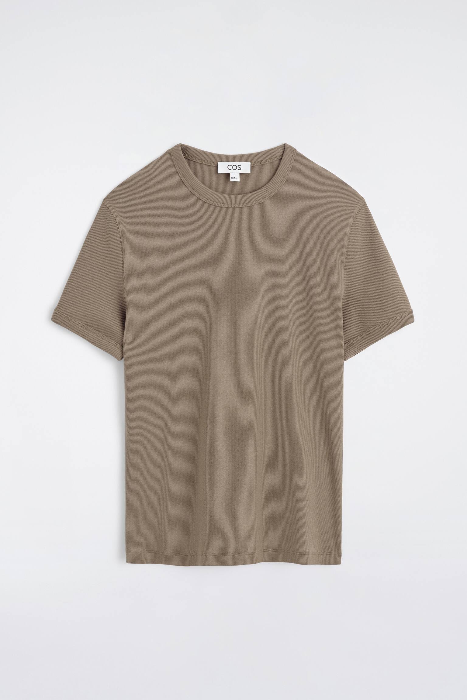 T-SHIRT SLIM IN COTONE A COSTE-MARRONE CHIARO - 2