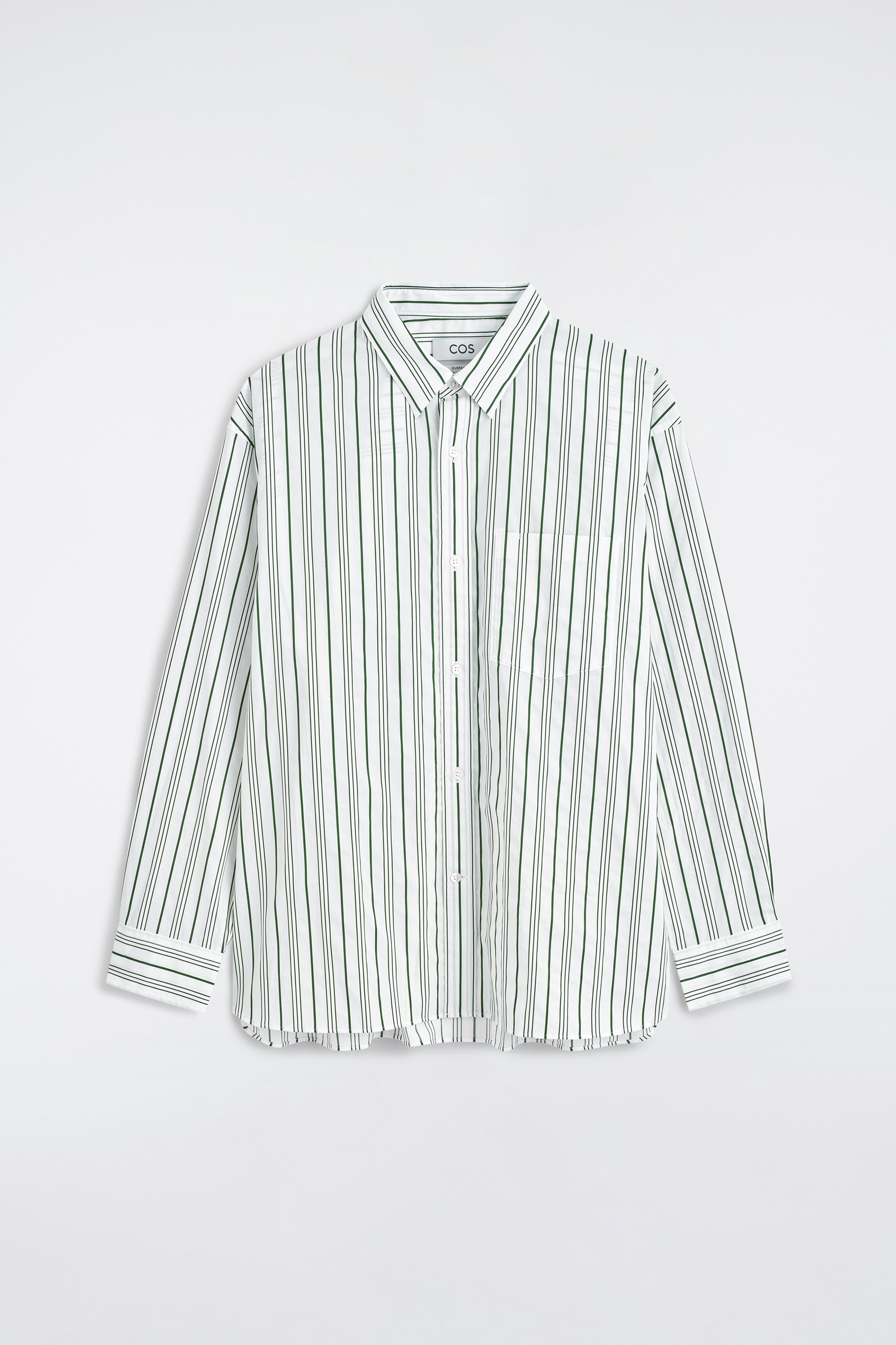 OVERSIZED STRIPED COTTON-POPLIN SHIRT - WHITE / GREEN / STRIPED