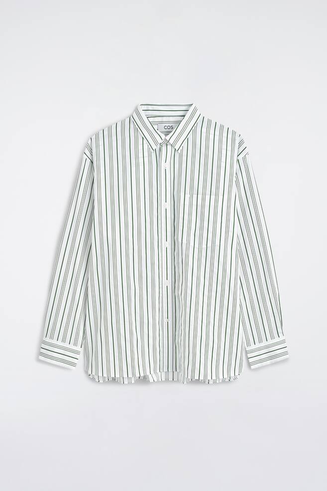 CAMICIA OVERSIZE A RIGHE IN POPELINE DI COTONE - BIANCO / VERDE / RIGHE - 1