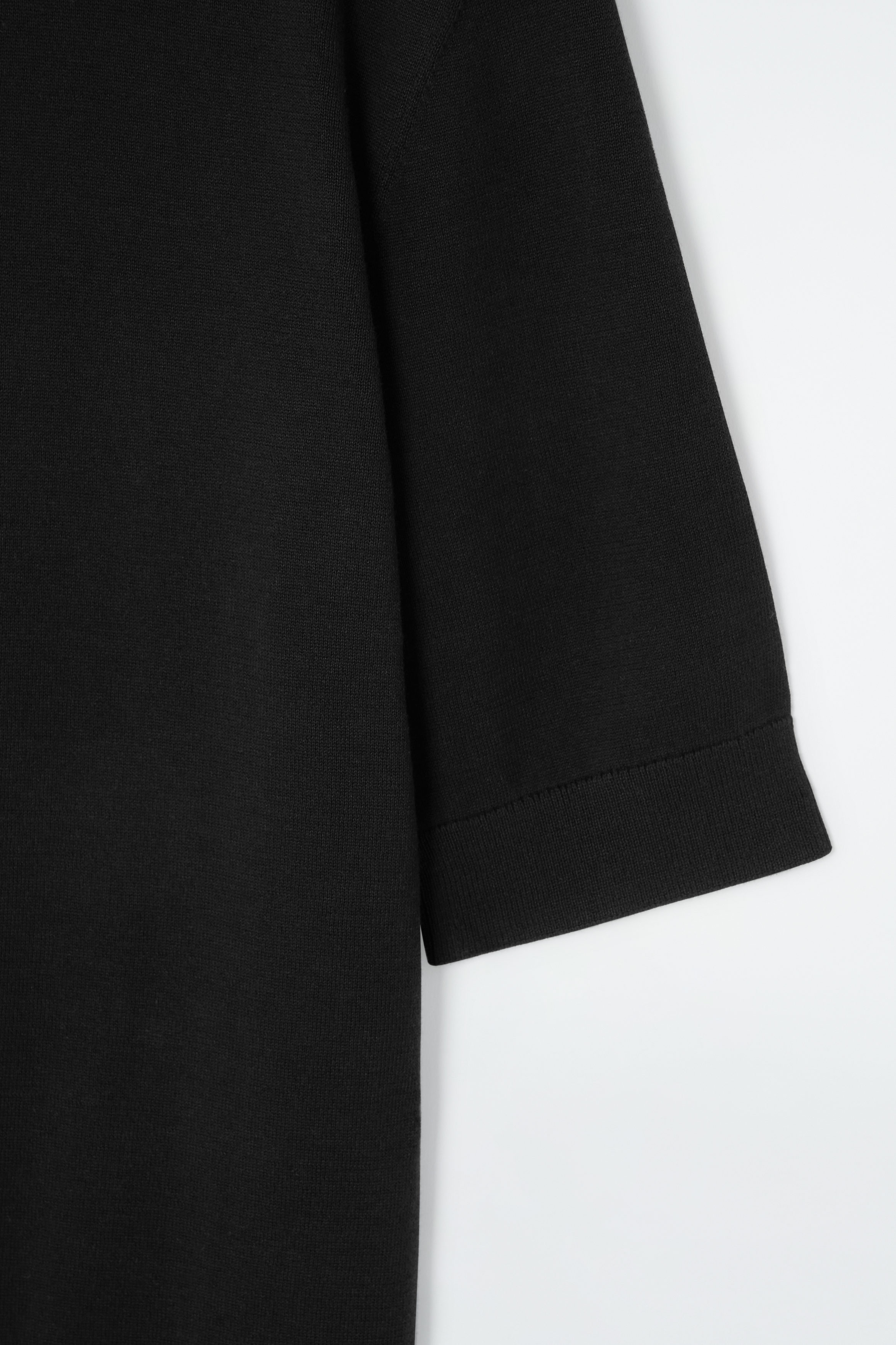 Tシャツ・カットソー TRILLION Washable boucle collar short sleeve knit PURE BLACK Soft Ribbed T Shirt - Black | BOA
