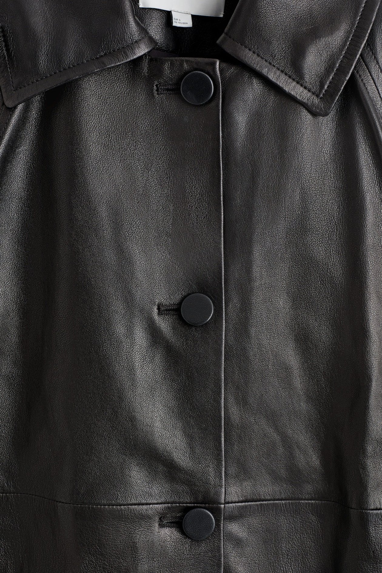 SCULPTURAL LEATHER COAT — DARK BROWN