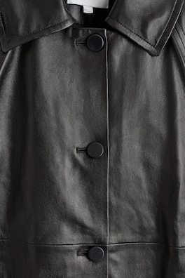 SCULPTURAL LEATHER COAT — DARK BROWN 1