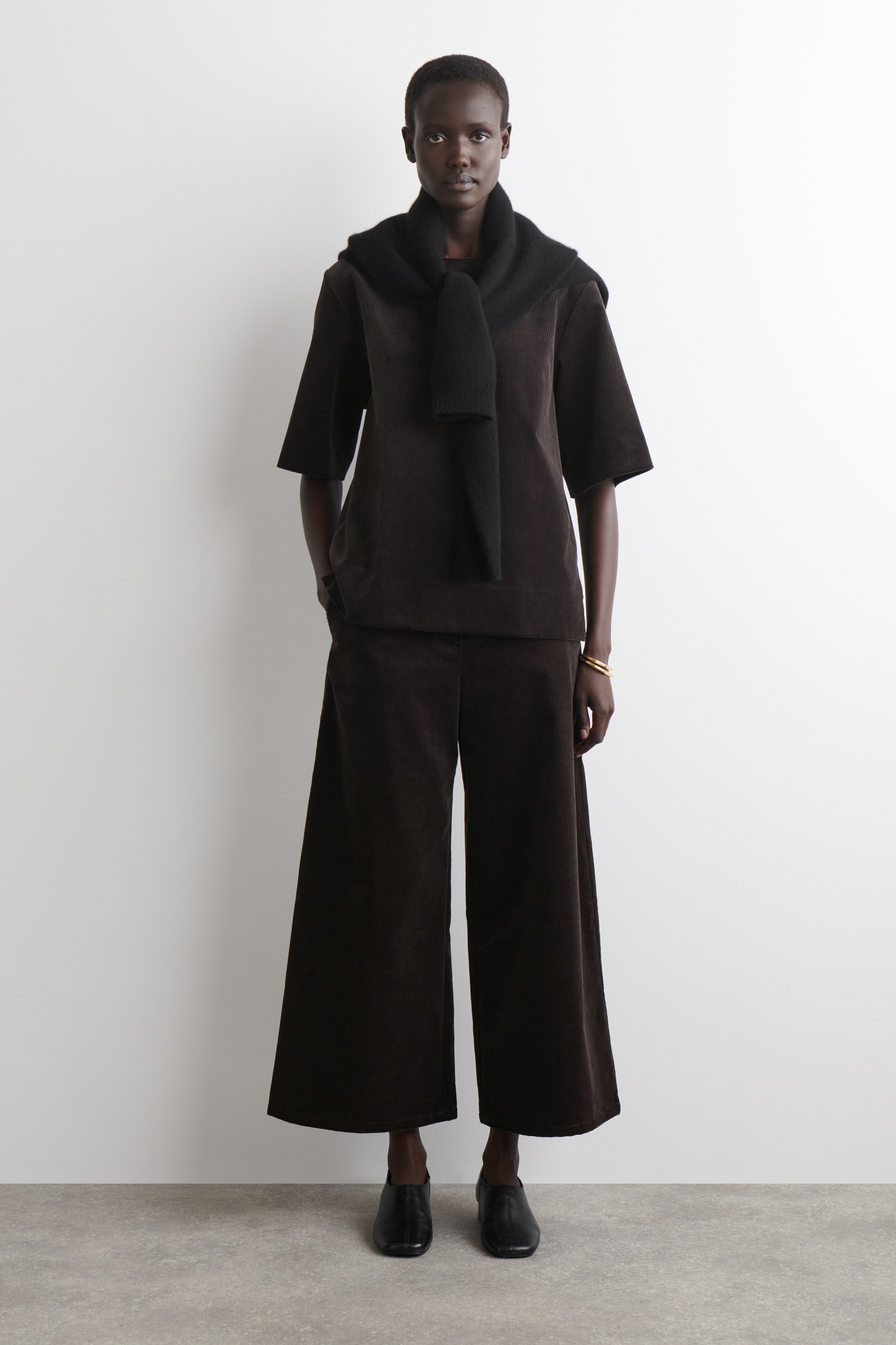 Ribfluwelen culottes - DONKERBRUIN