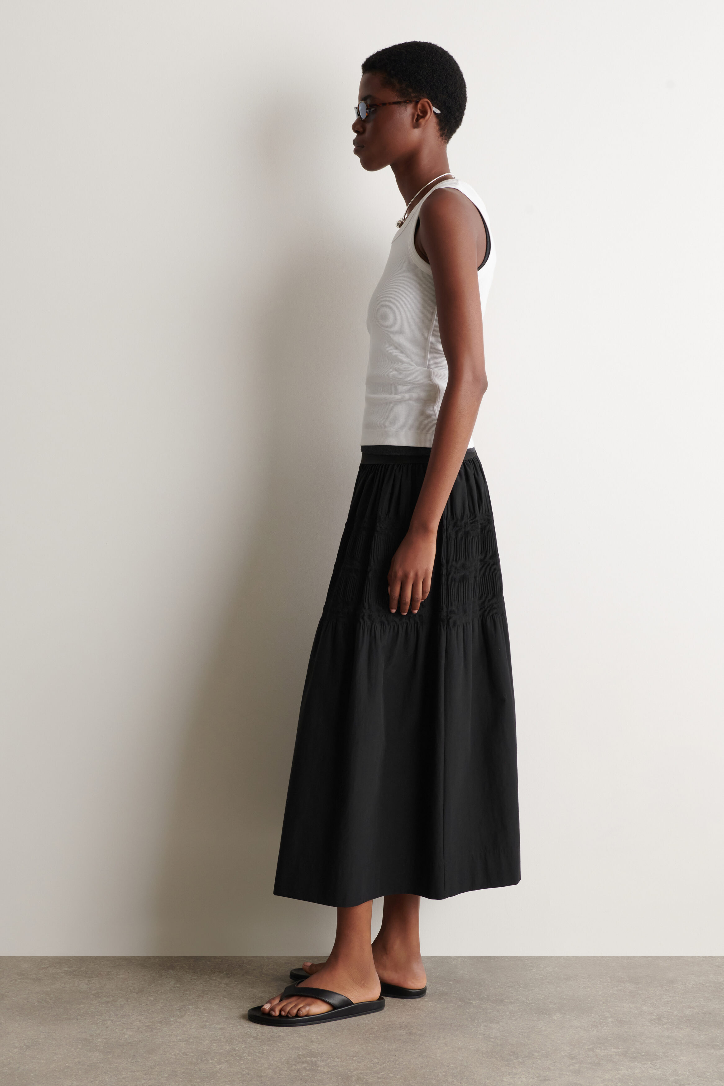 TIERED GATHERED MIDI SKIRT - BLACK | COS CA