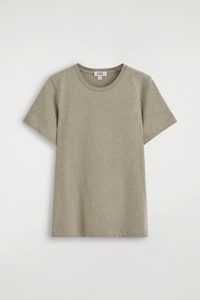 BAUMWOLL-T-SHIRT MIT RUNDHALSAUSSCHNITT - BEIGE MELIERT/WEISS/SCHWARZ/BRAUN - 1