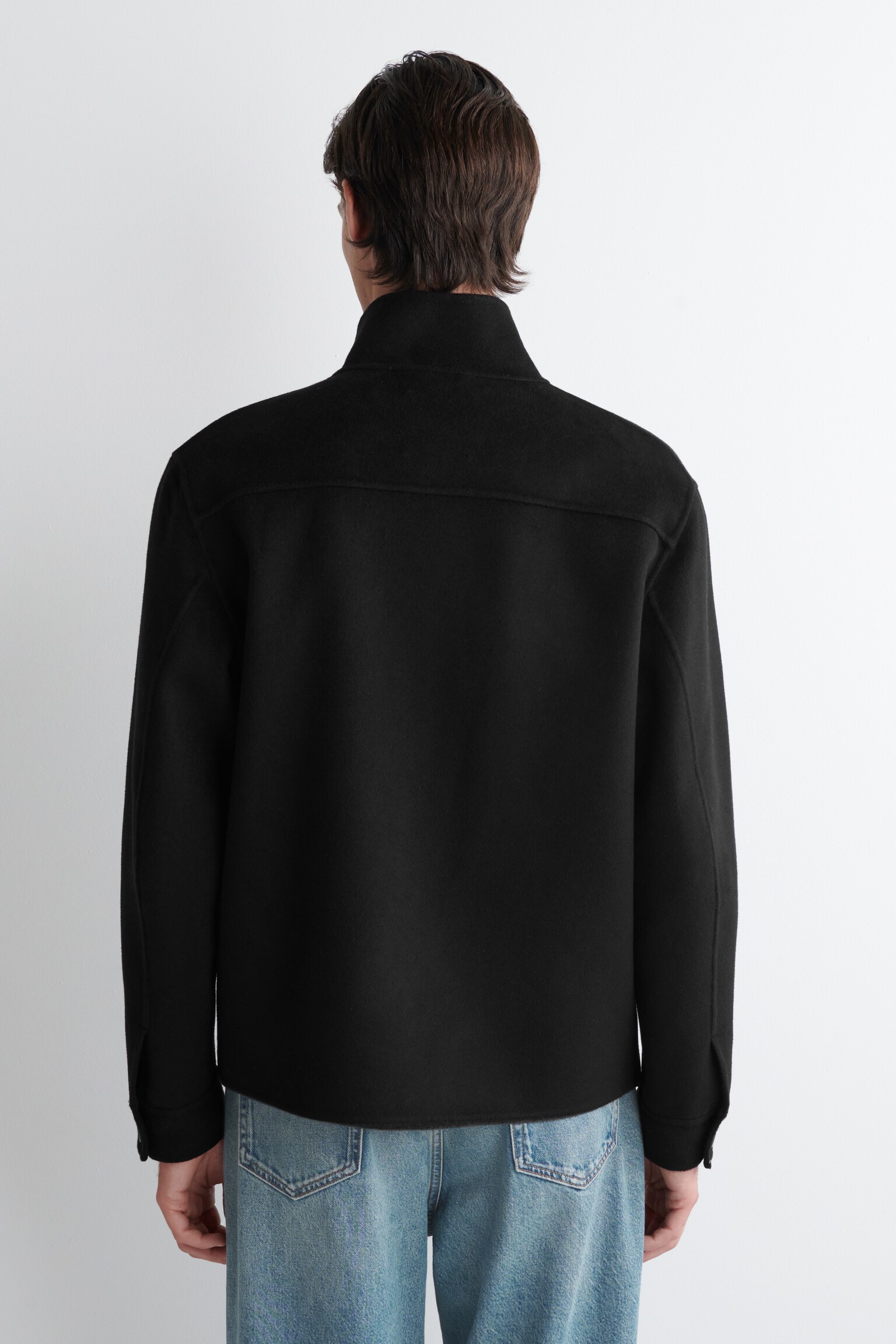 JACHETĂ CU GULER ÎNALT DIN LÂNĂ CU DUBLĂ FAȚĂ - BLACK/CĂMILĂ/MARRON ÎNCHIS - 6