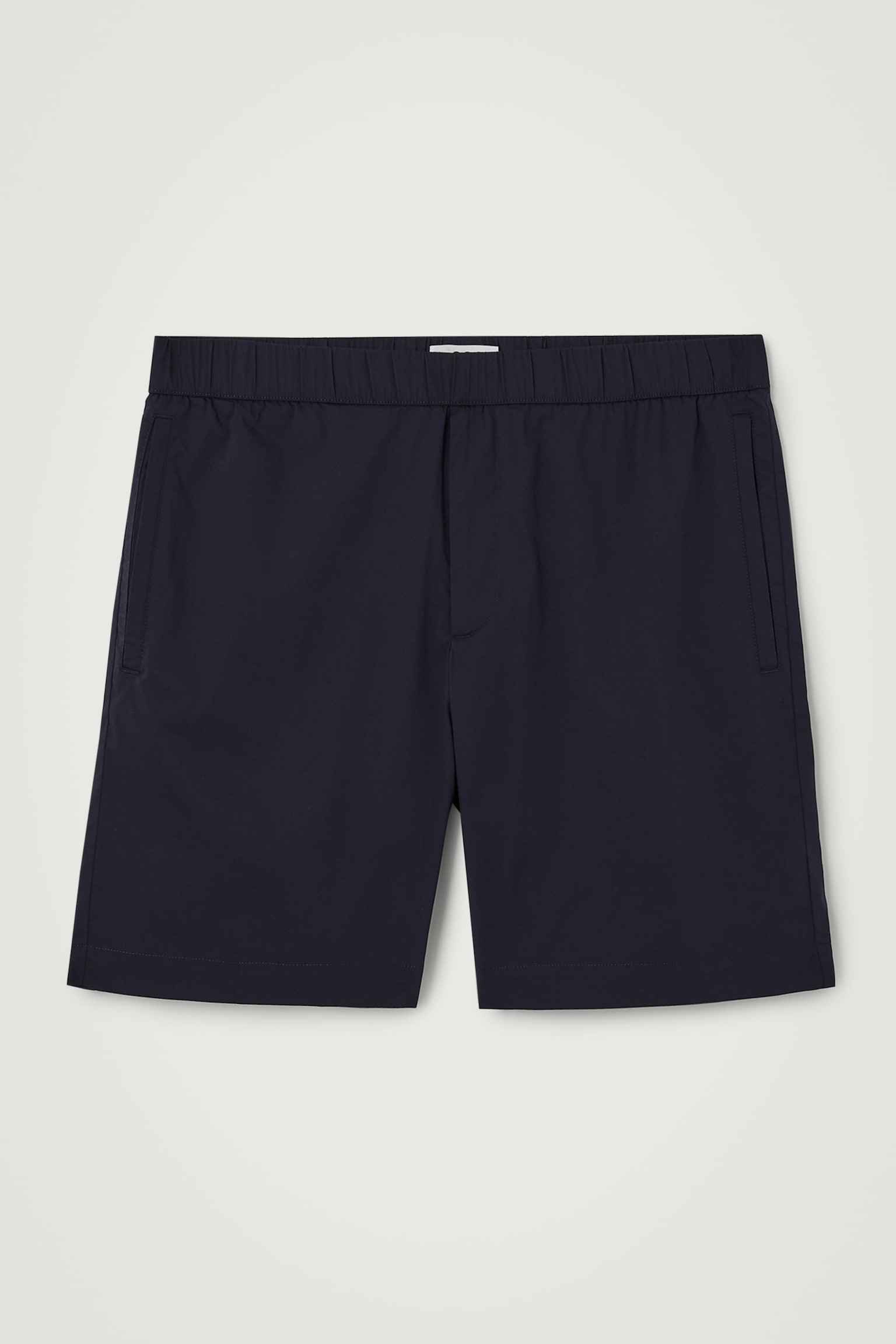ELASTICATED COTTON-BLEND SHORTS - NAVY/SKY BLUE/BLACK