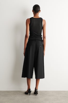 PLEATED WOOL-BLEND CULOTTES — BLACK 4
