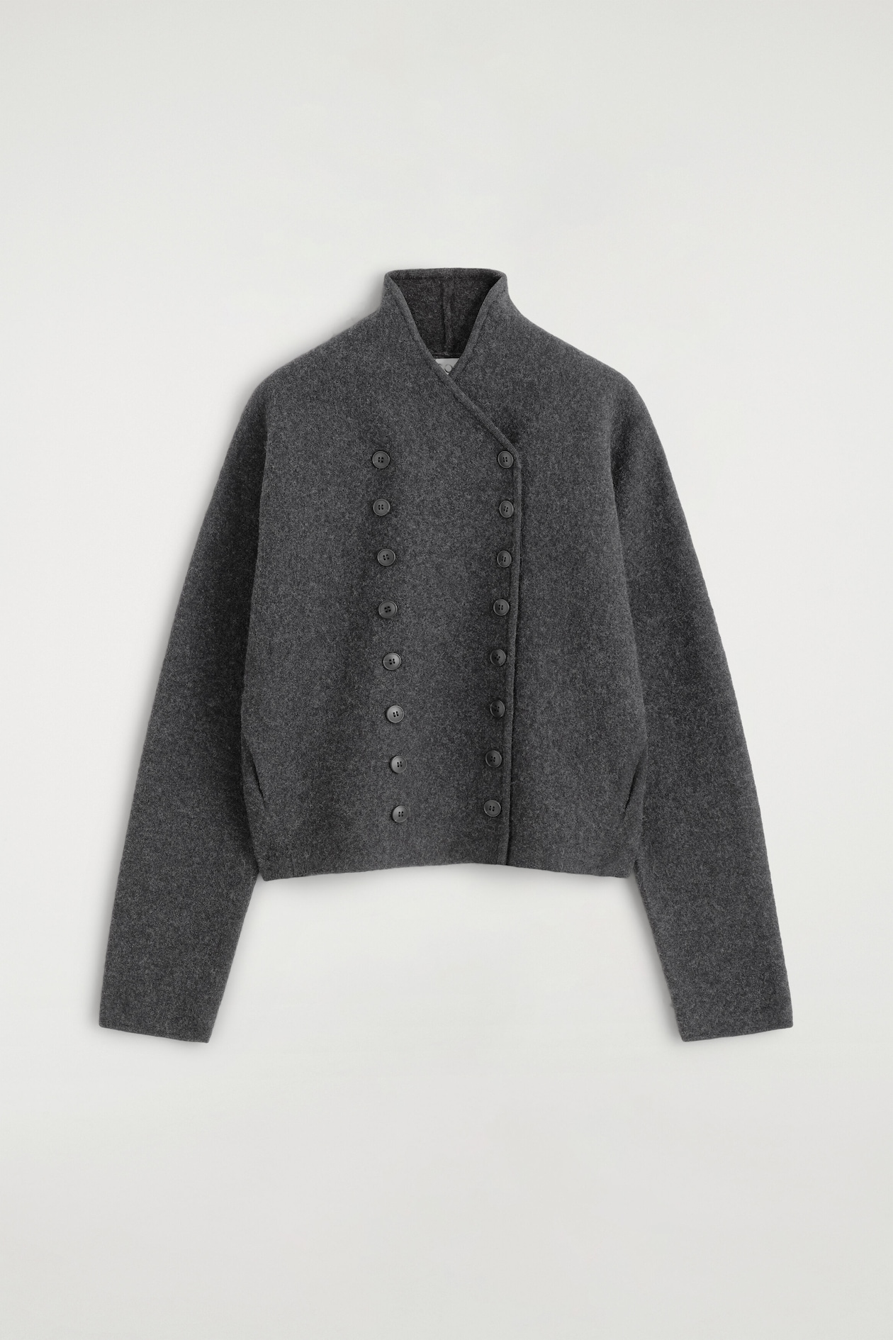 BOILED-WOOL UNIFORM JACKET — CHARCOAL