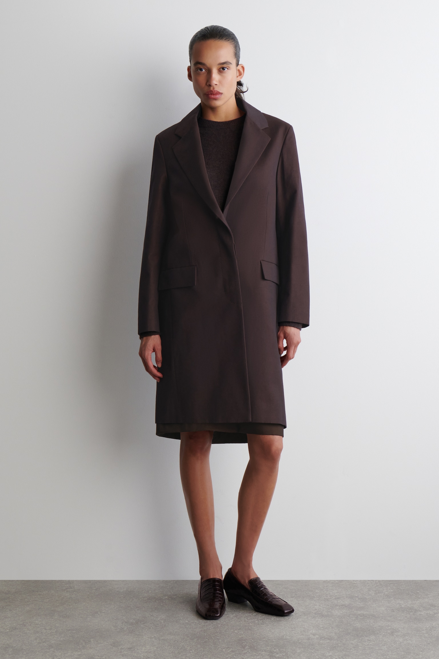 TAILORED COTTON COAT - BURGUNDY