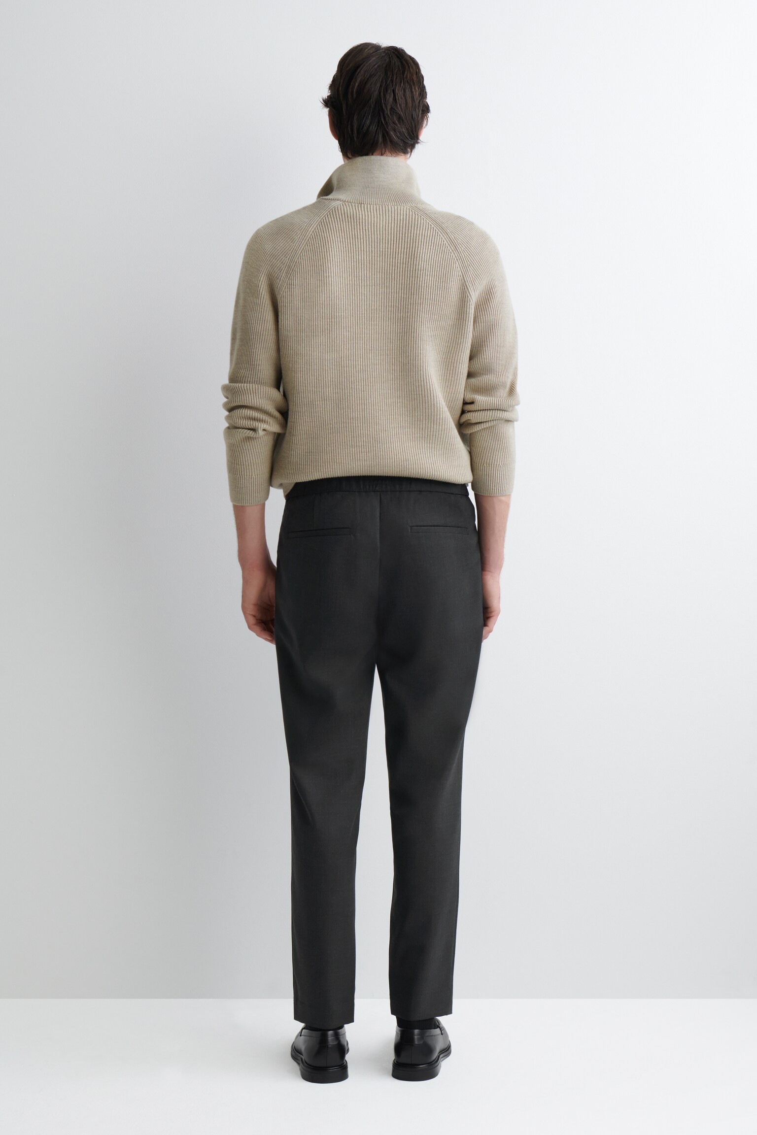 WOOL SKINNY TROUSERS - CHARCOAL - 4