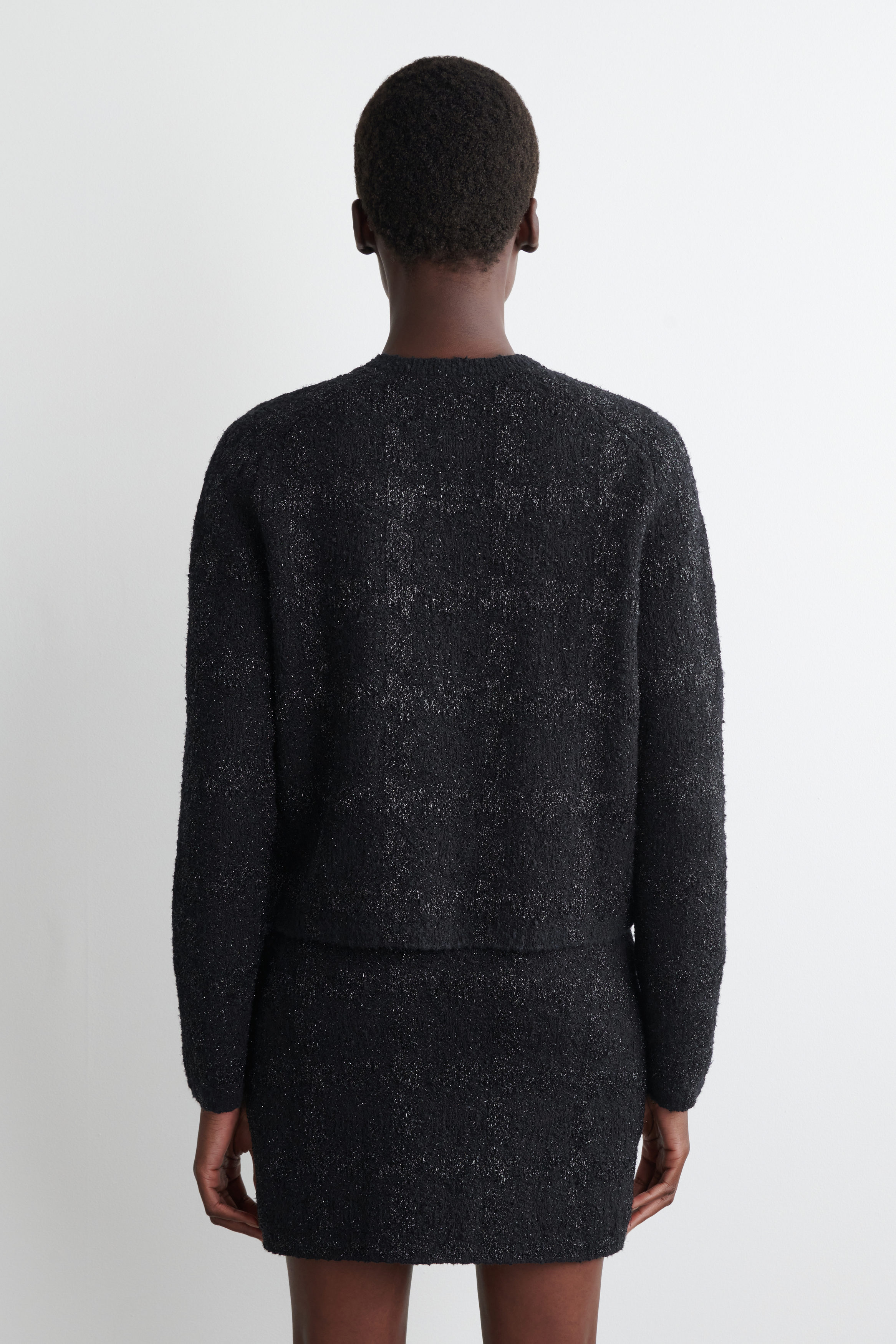 SPARKLY BOUCLÉ-KNIT CARDIGAN - BLACK / CHECKED | COS US