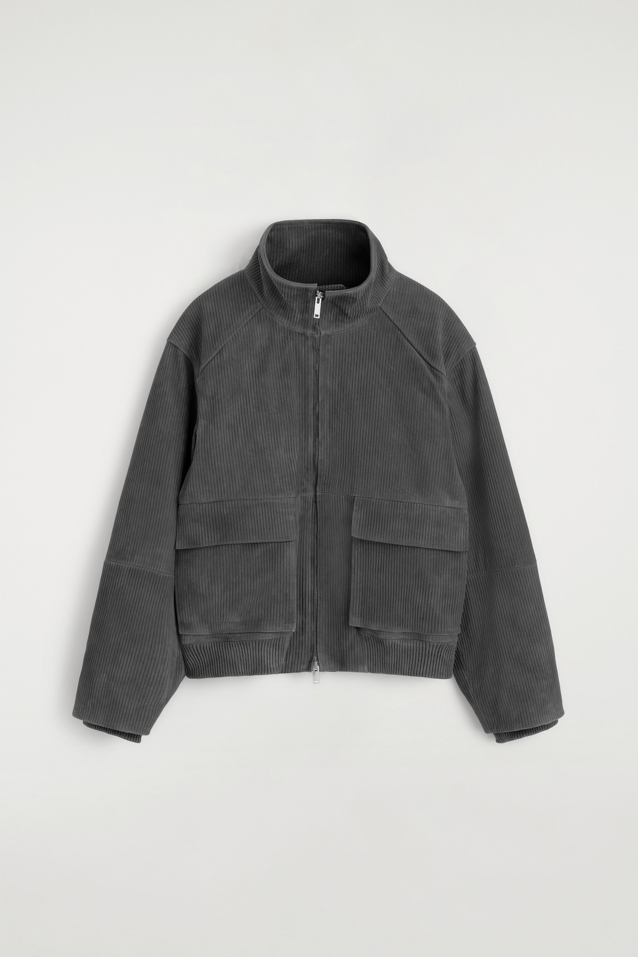 CORDED SUEDE PADDED JACKET — ANTHRACITE