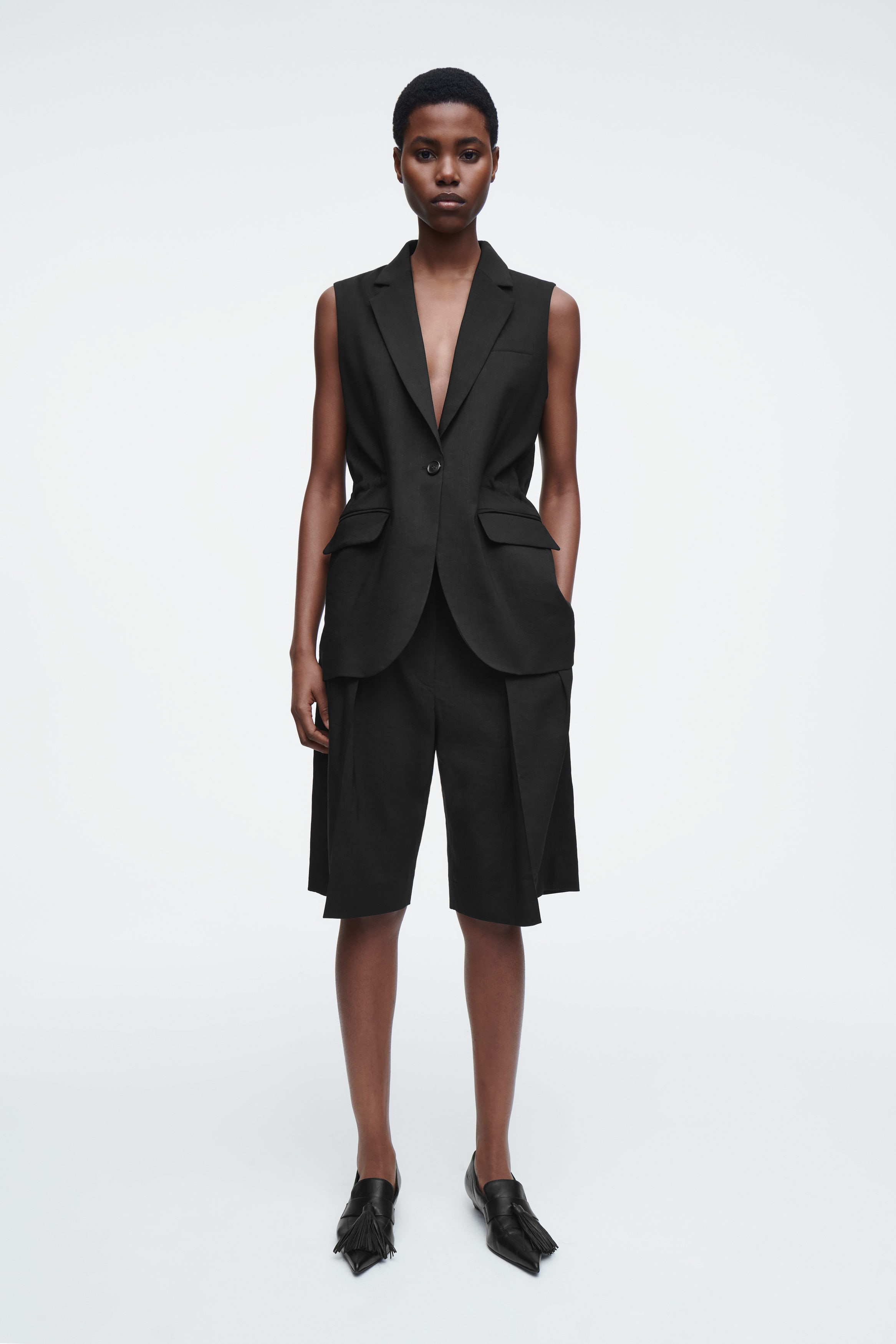 SLIM LINEN WAISTCOAT - BLACK | COS
