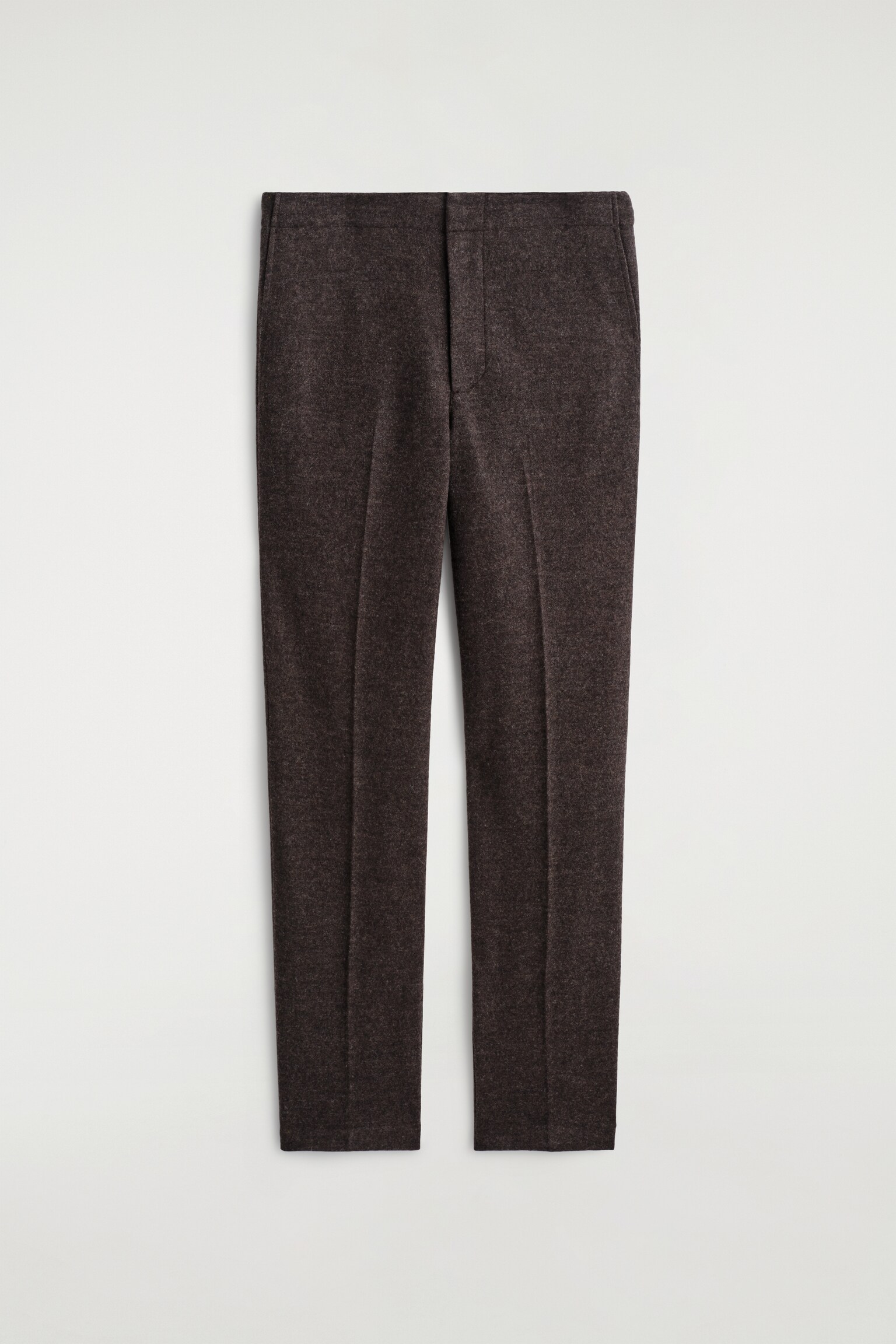 PANTALON TAILLE ÉLASTIQUÉE EN LAINE BOUILLIE - BRUN FONCÉ/KAKI FONCÉ/NOIR - 2