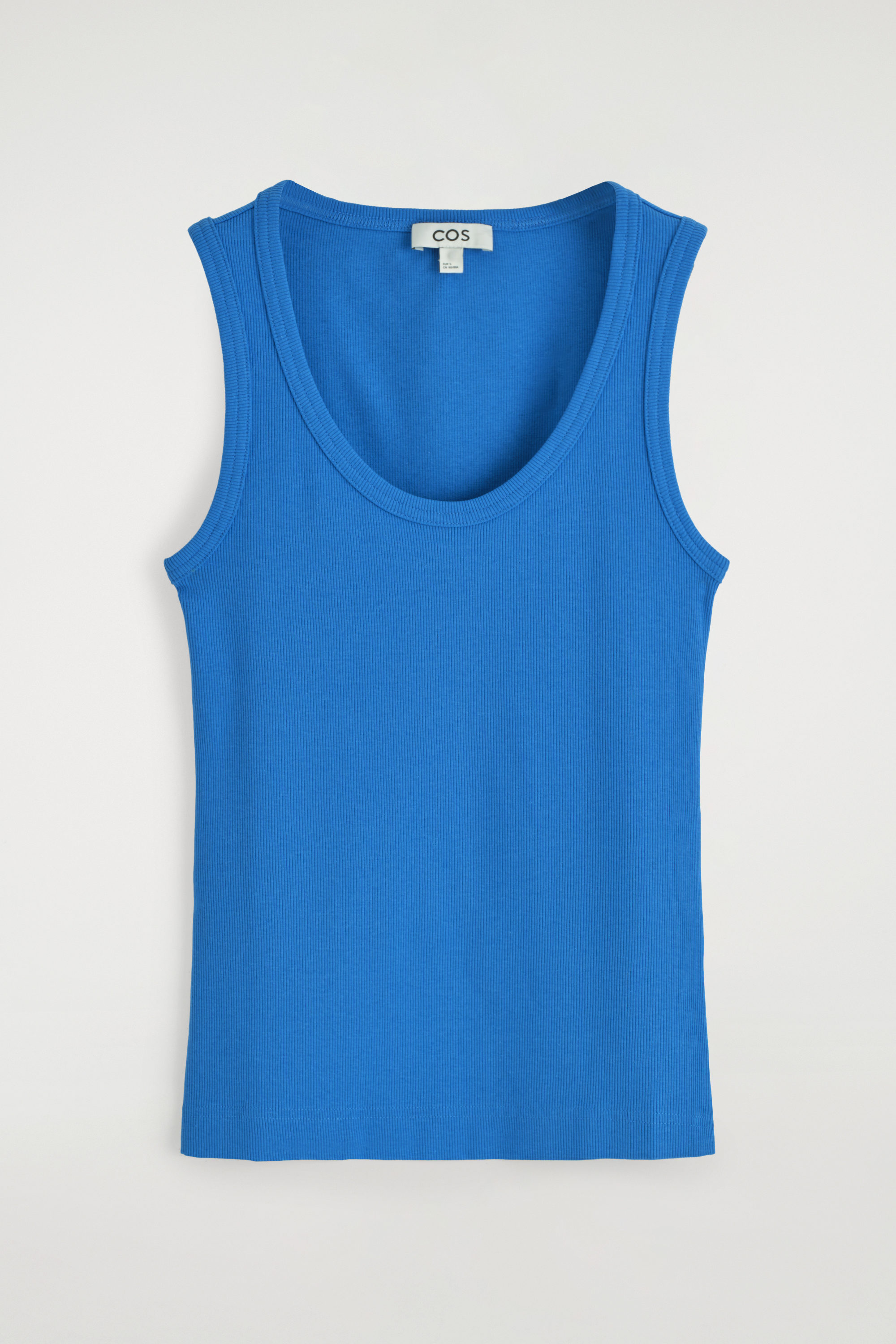 RIBBED SCOOP-NECK TANK TOP - BLUE | COS